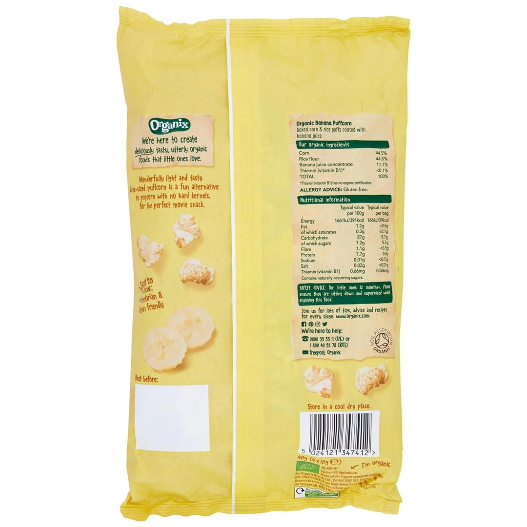 Organix Banana Puffcorn Organic Finger Food Toddler Snack 12+ Months