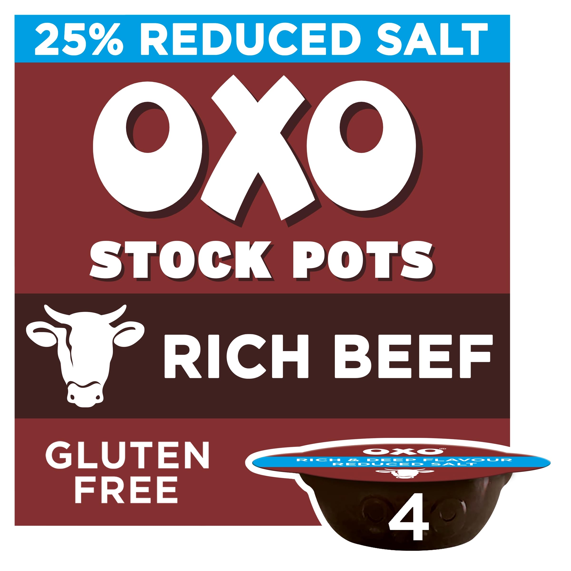 OXO Reduced Salt Beef Stock Pots - Rich Flavour, 25% Less Salt | Gluten-Free