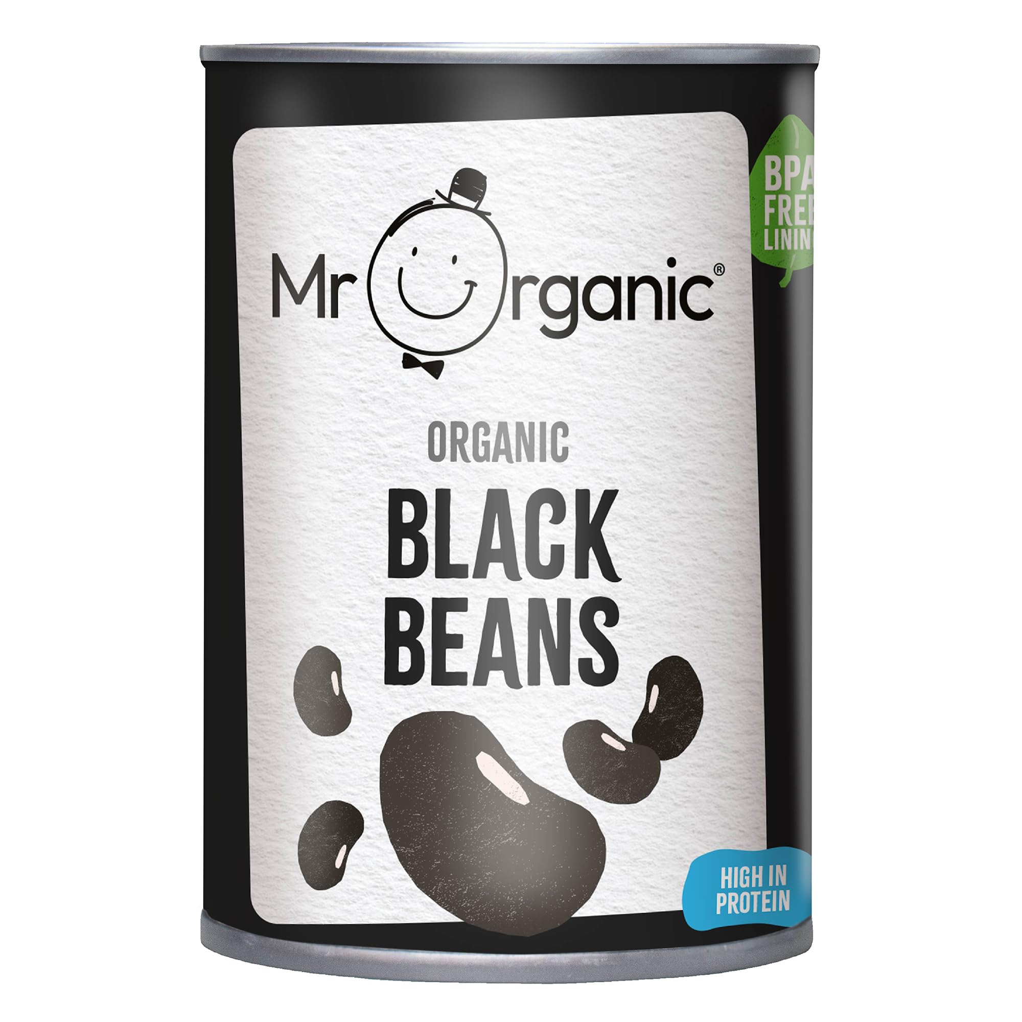Mr Organic Black Beans - Organic, Ready to Eat | 400g Whole Beans 1