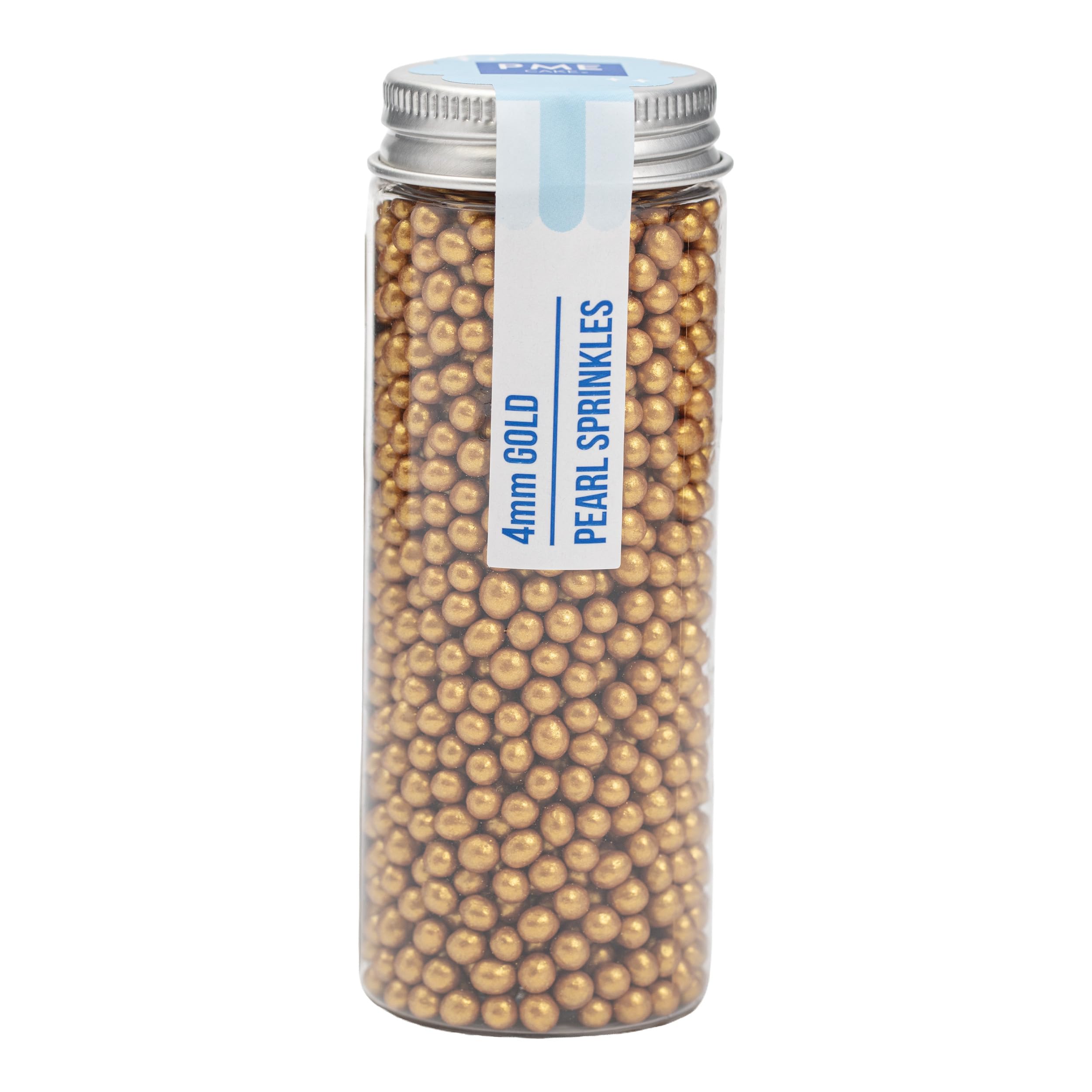 PME Cake Pearl Sprinkles - Gold 4mm Edible Sugar Pearls | 74g