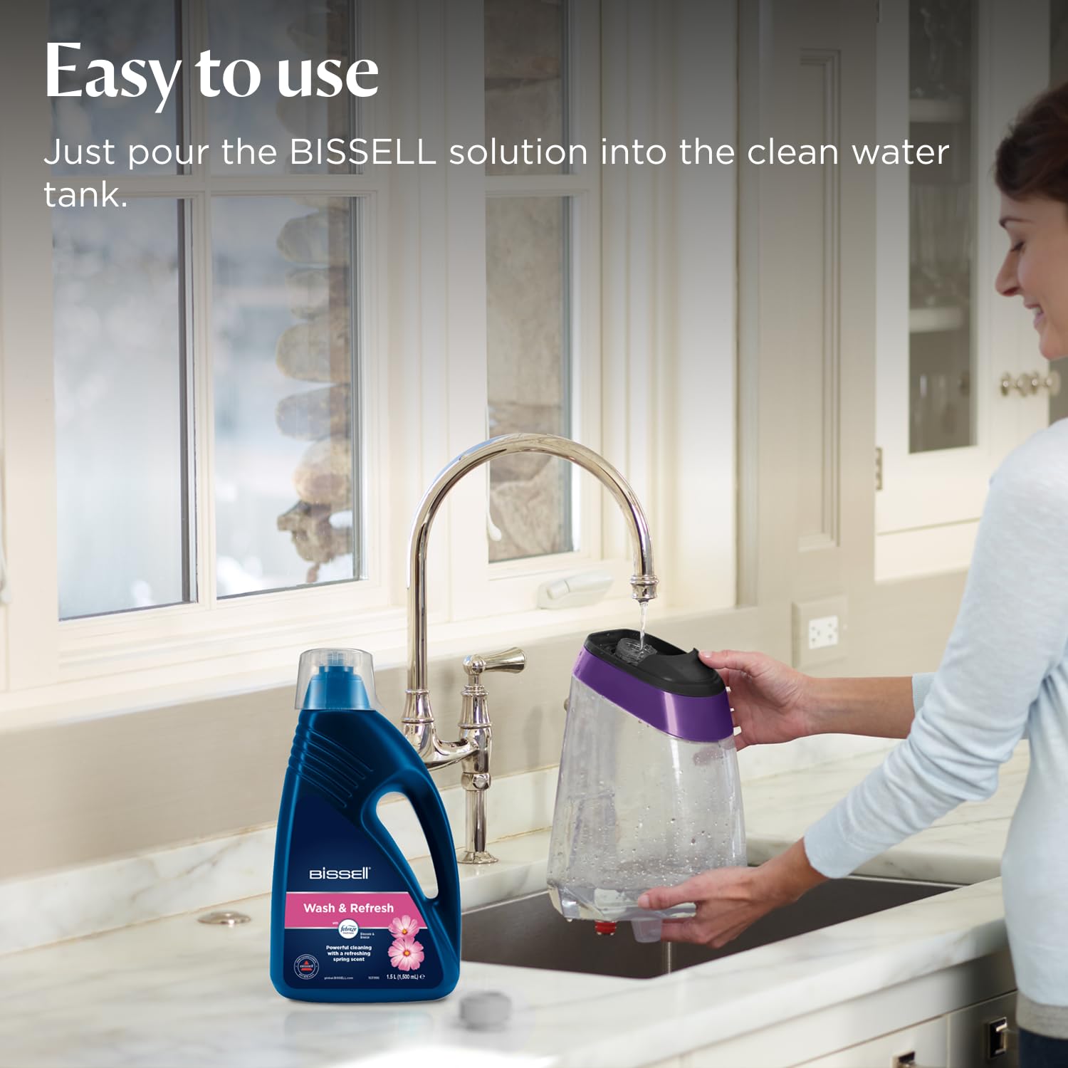 BISSELL Wash & Refresh with Febreze Blossom & Breeze Carpet Detergent | 1.5L Liquid | Safe for Kids & Pets 6