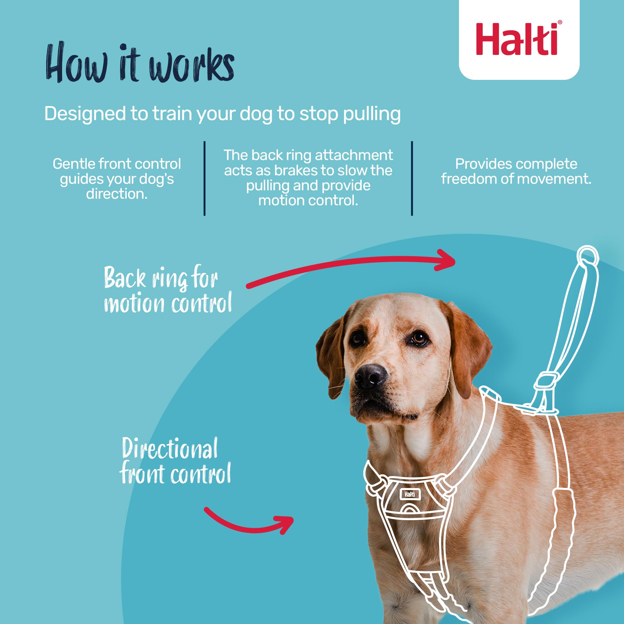 Halti No Pull Harness - Front Control Steering & Lifting Action | Size L | Cobalt Blue