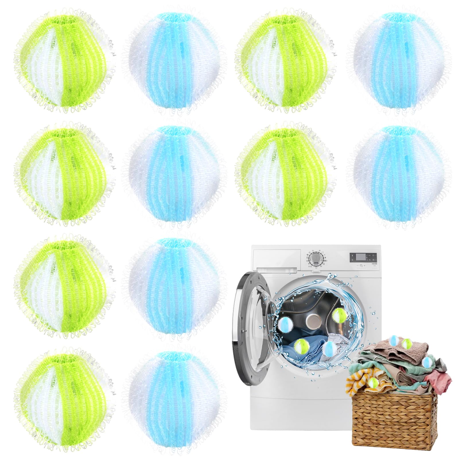 Lychico Laundry Anti-Tangle Dryer Balls - 12 Pack | Reusable Lint & Hair Remover