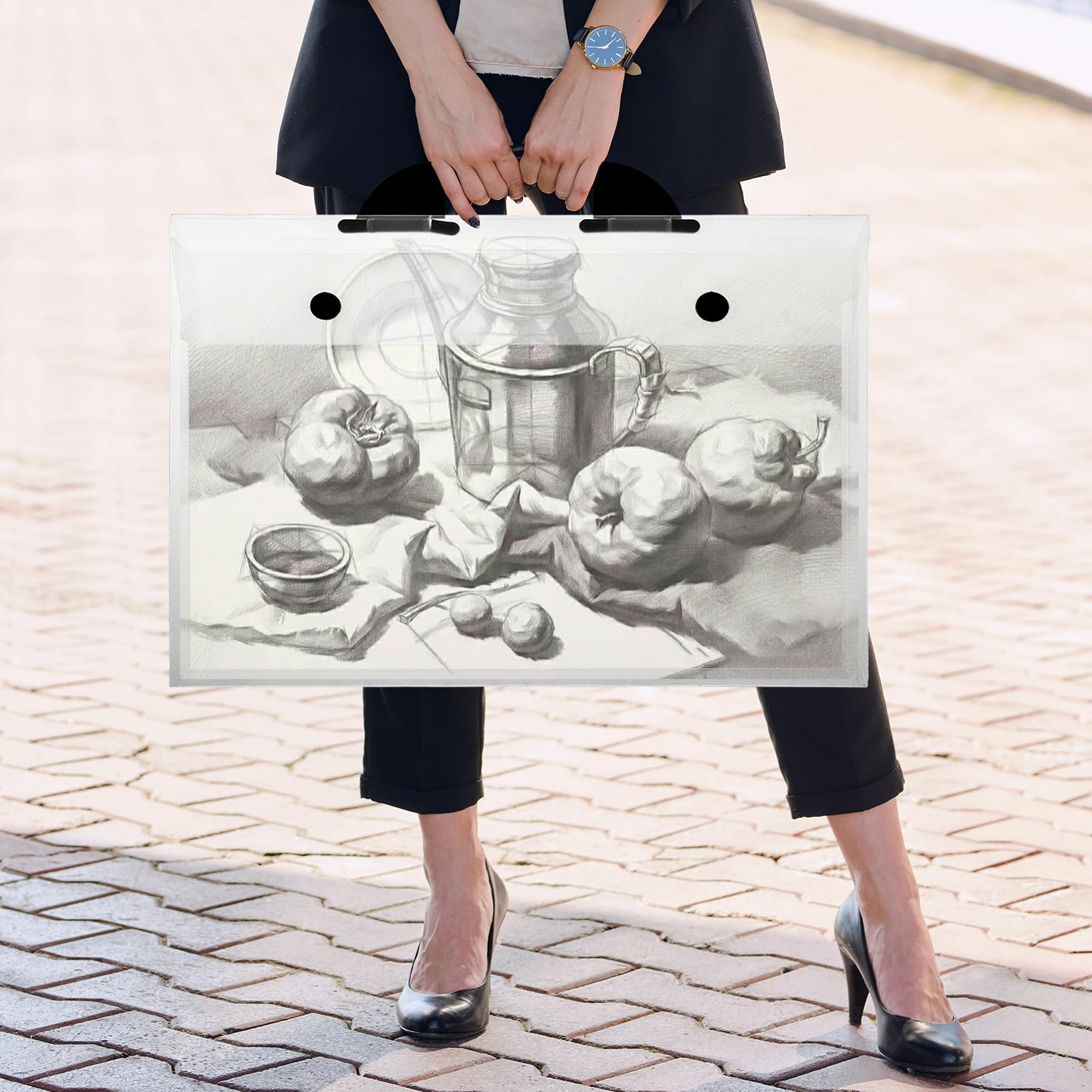 ASelected Art Portfolio Folder - A3 Size Crystal Clear Carry Case with Handle | PP Material 6
