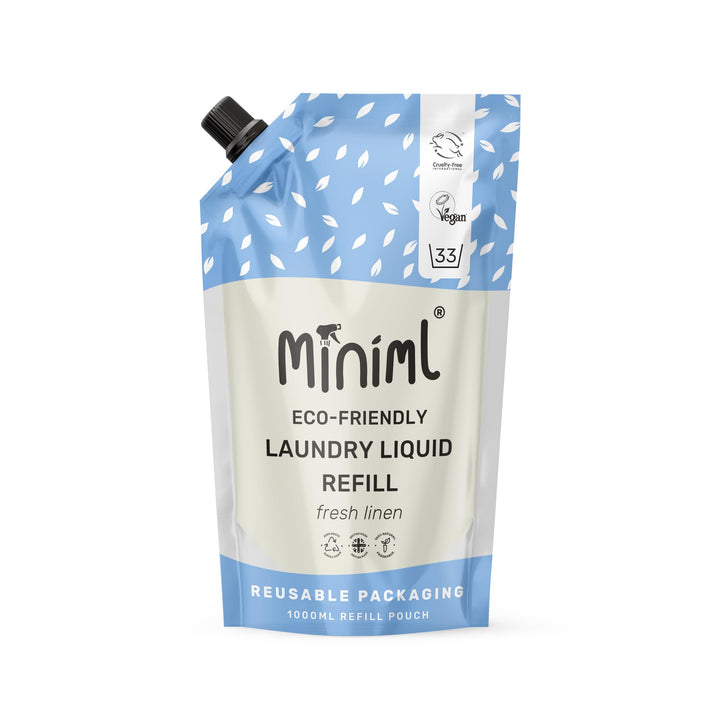 Miniml Eco Laundry Liquid Washing Detergent 1L Refill - Natural Non-Bio Fresh Linen Scent