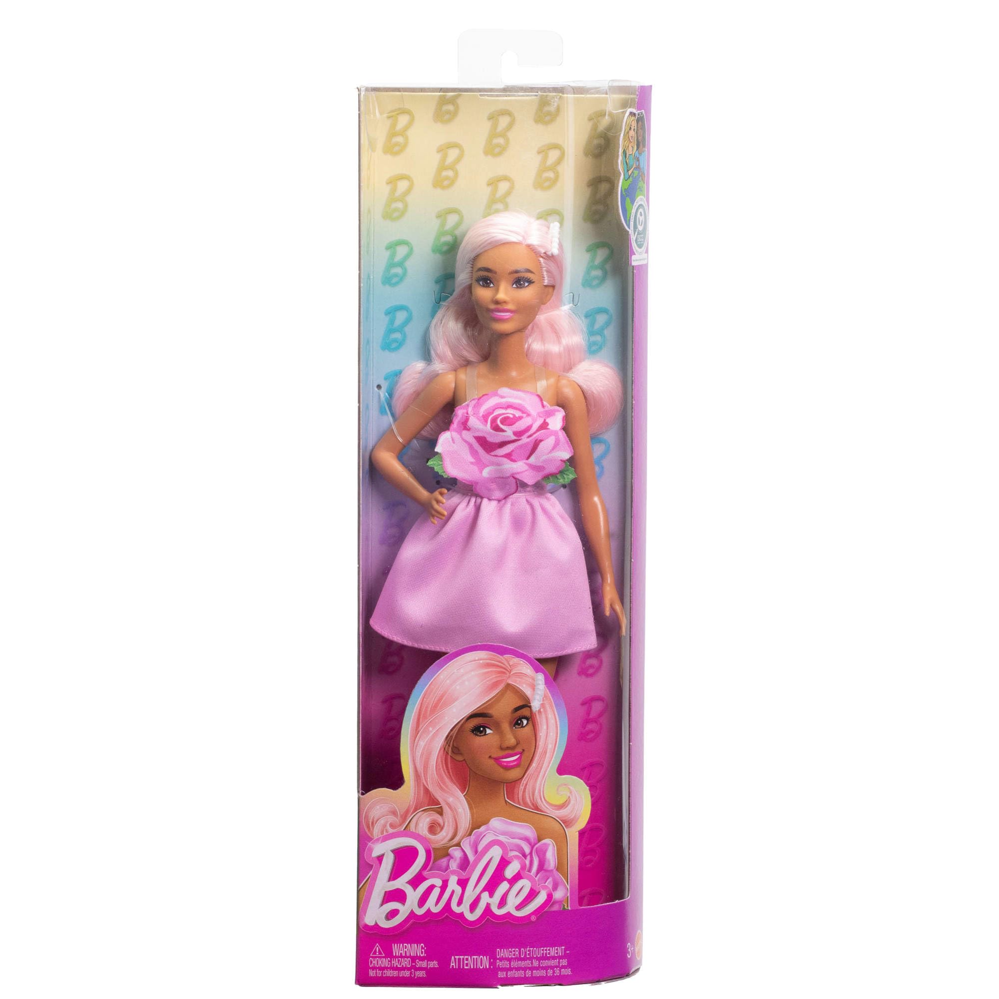 Barbie Fashionistas Doll #238 with Pastel Pink Hair Wearing Strapless Dress | Petite Body Type 6
