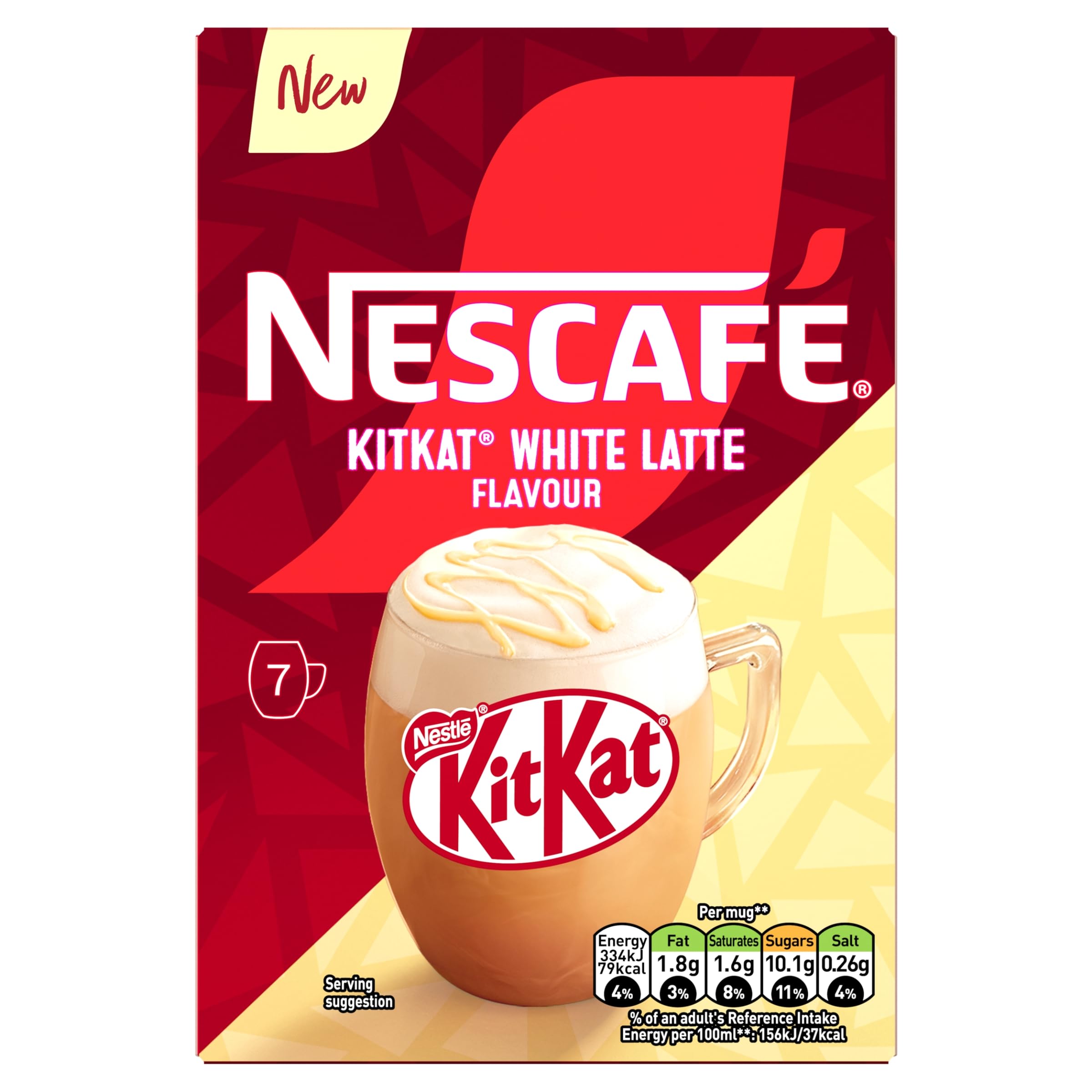 NESCAFÉ KitKat White Flavour Latte Instant Coffee - 7x20g Sachets | 140g Total