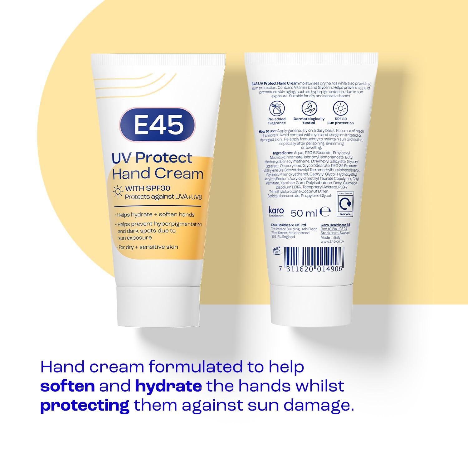 E45 UV Protect Hand Cream SPF30 - Hydrating & Softening for Dry/Sensitive Skin | 50 ml 2