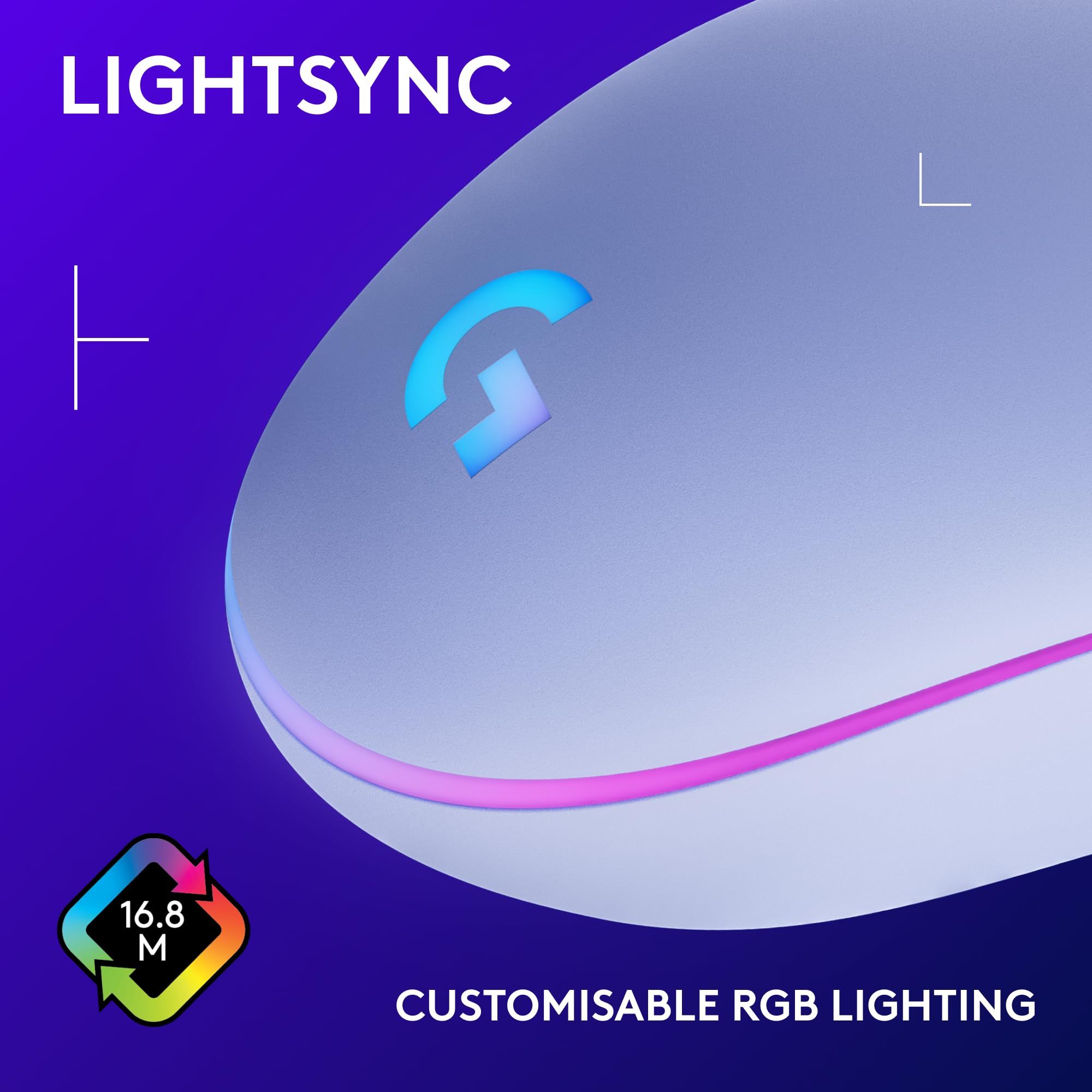 Logitech G203 LIGHTSYNC Gaming Mouse - 8K DPI, 6 Programmable Buttons, Customizable RGB, Lightweight Design, Lilac 7