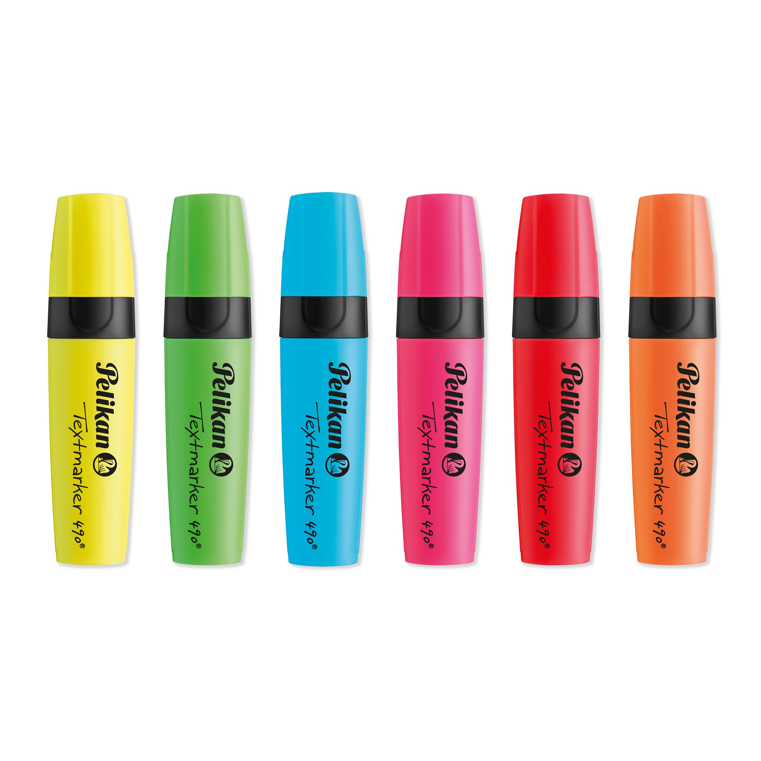 Pelikan Textmarker 490 Highlighters - Pack of 6 Bright Colors | 3-Width Chisel Tip 1