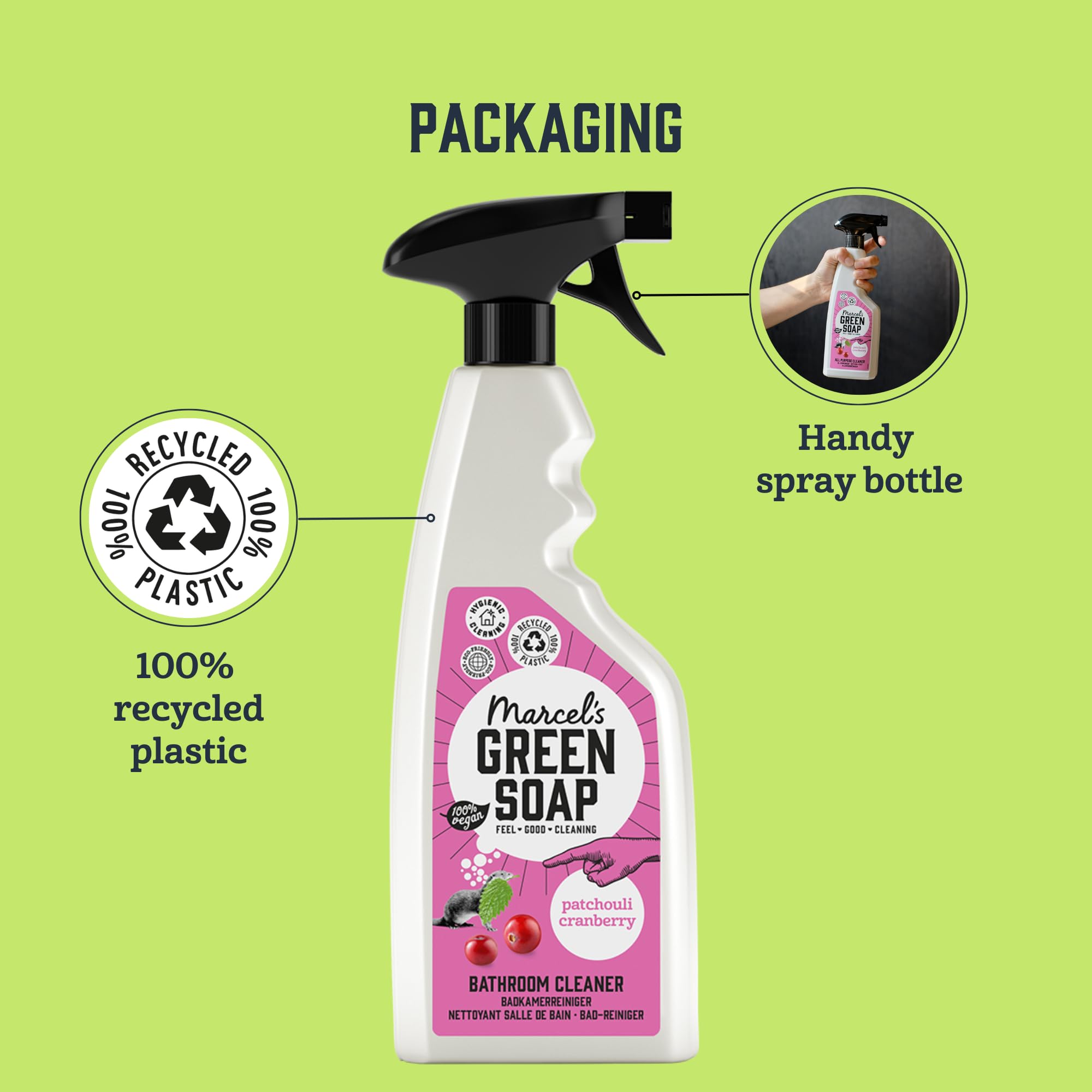 Marcel's Green Soap Bathroom Cleaner Spray Patchouli & Cranberry 500 ml Degreaser 5