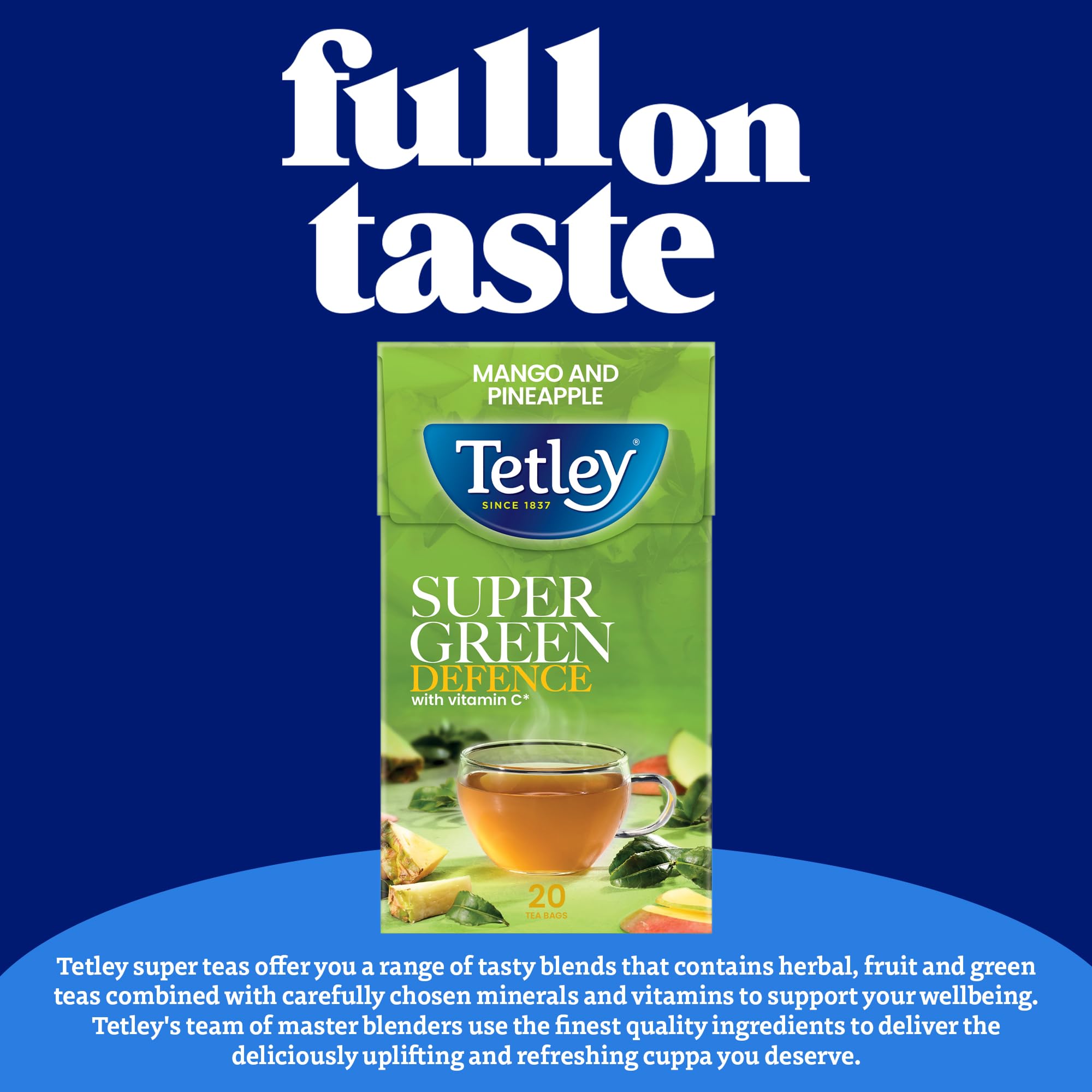 Tetley Super Green Tea Immune Tropical Teabags - 20 Count | Vitamin C Added