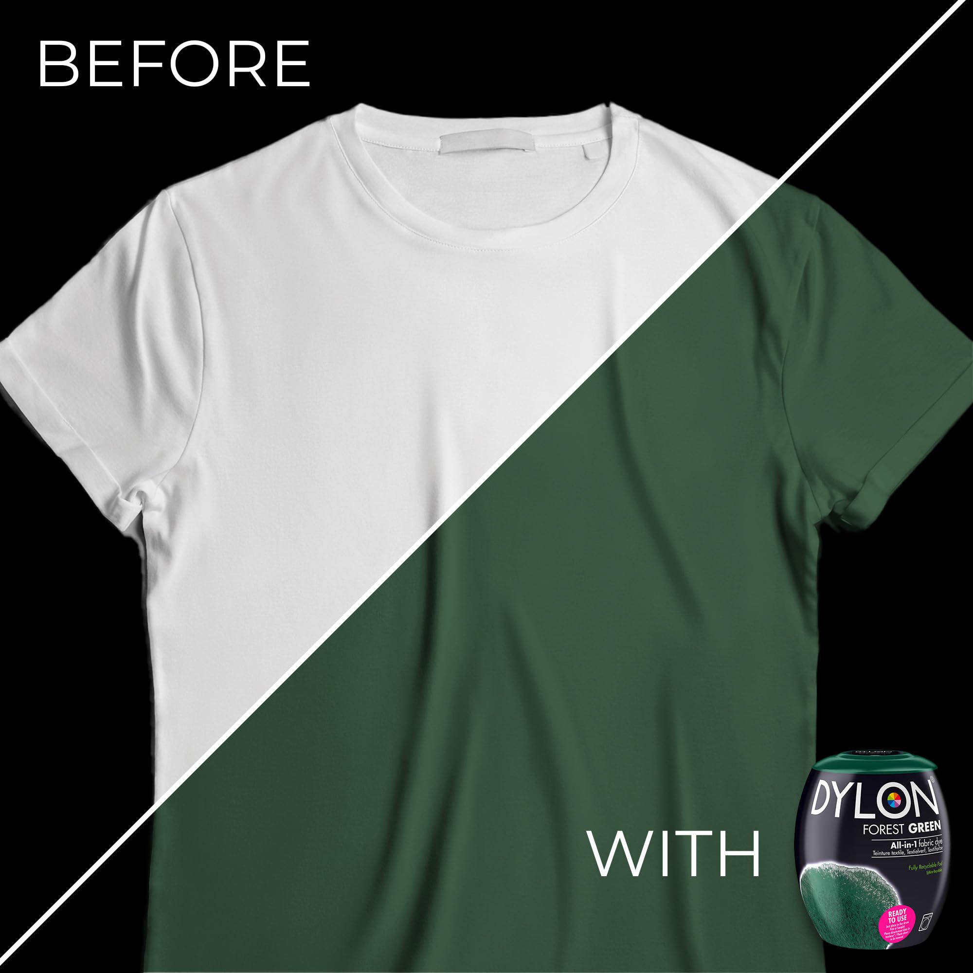 Dylon Washing Machine Fabric Dye Pod - Forest Green, 350g 4