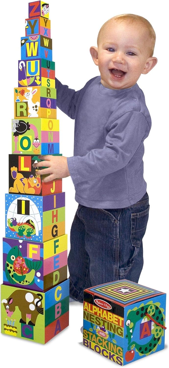 Melissa & Doug Alphabet Nesting and Stacking Blocks - Educational Building Playset for Toddlers 2+ 4