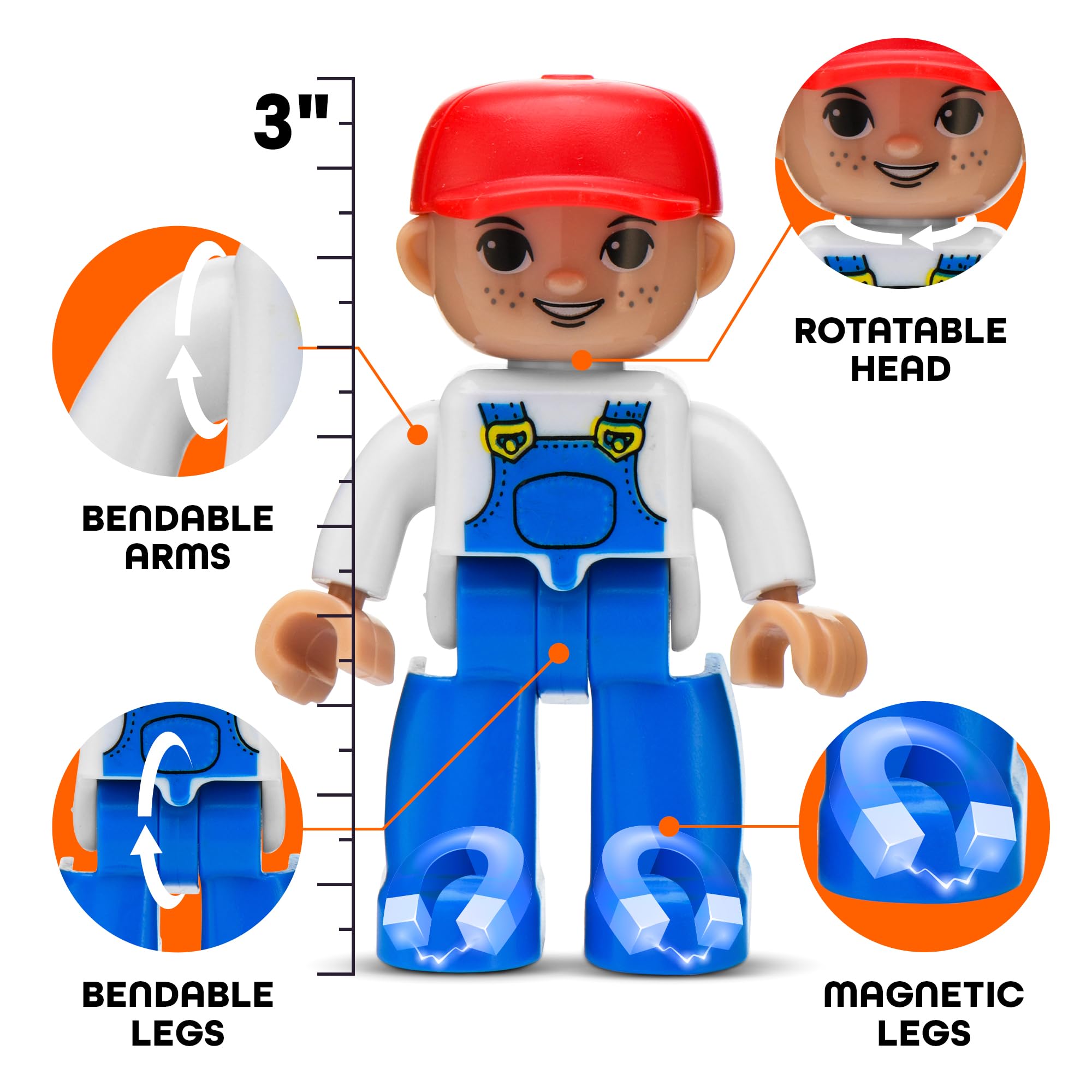 Playmags Large Magnetic Figures Community Set of 15 Pieces - 3 Inch Magnetic People for Kids 2