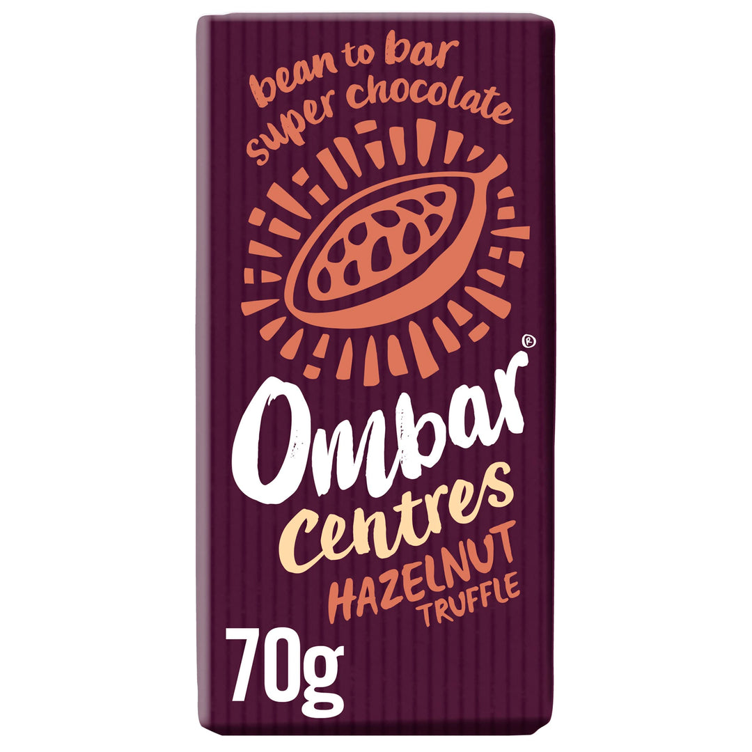 Ombar Centres Hazelnut Truffle Vegan Chocolate Bar - Organic, Fair Trade, Dairy & Gluten Free, 70g
