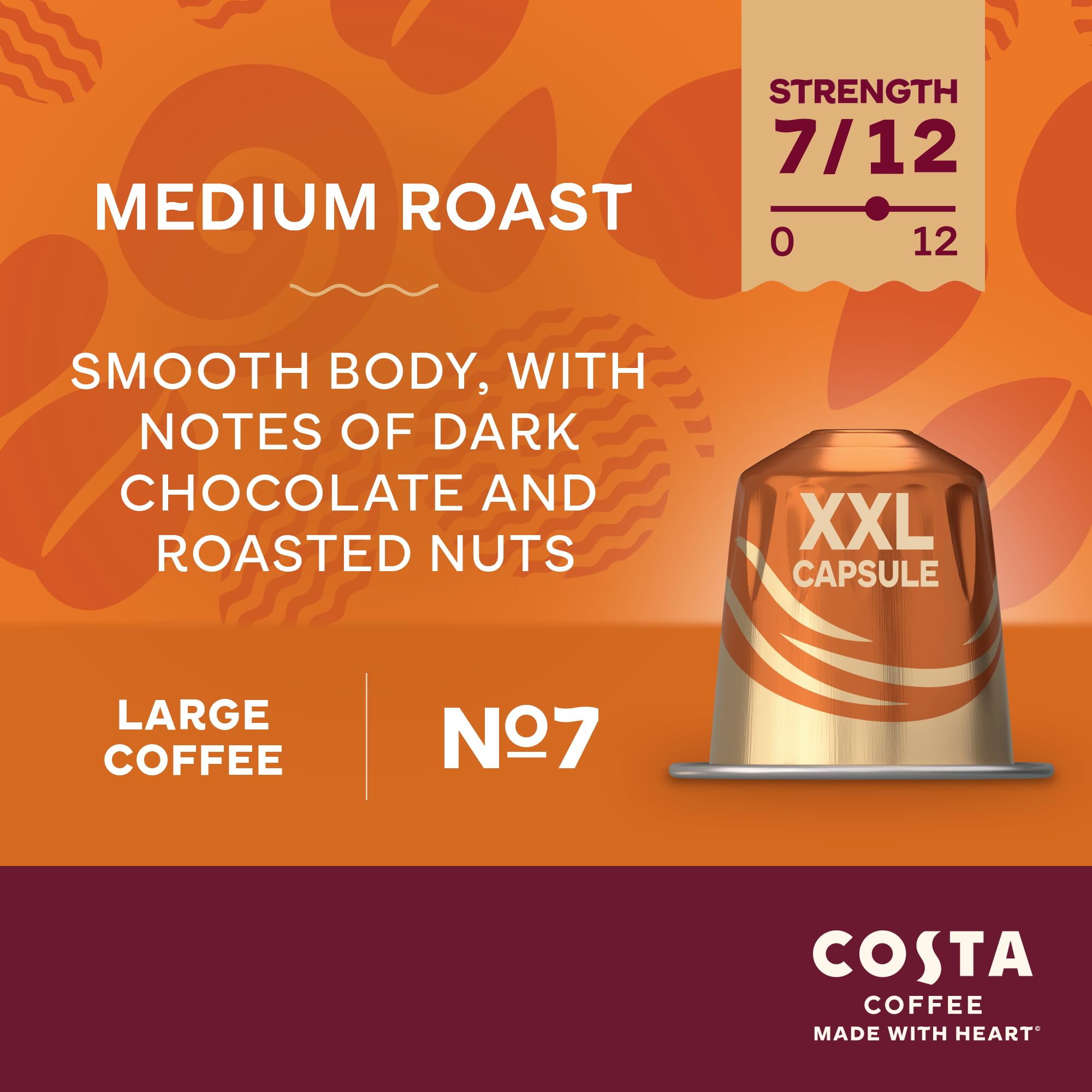 L"OR - Costa Smooth Medium Roast XXL Coffee Pods (Pack of 5, 50 Capsules)
