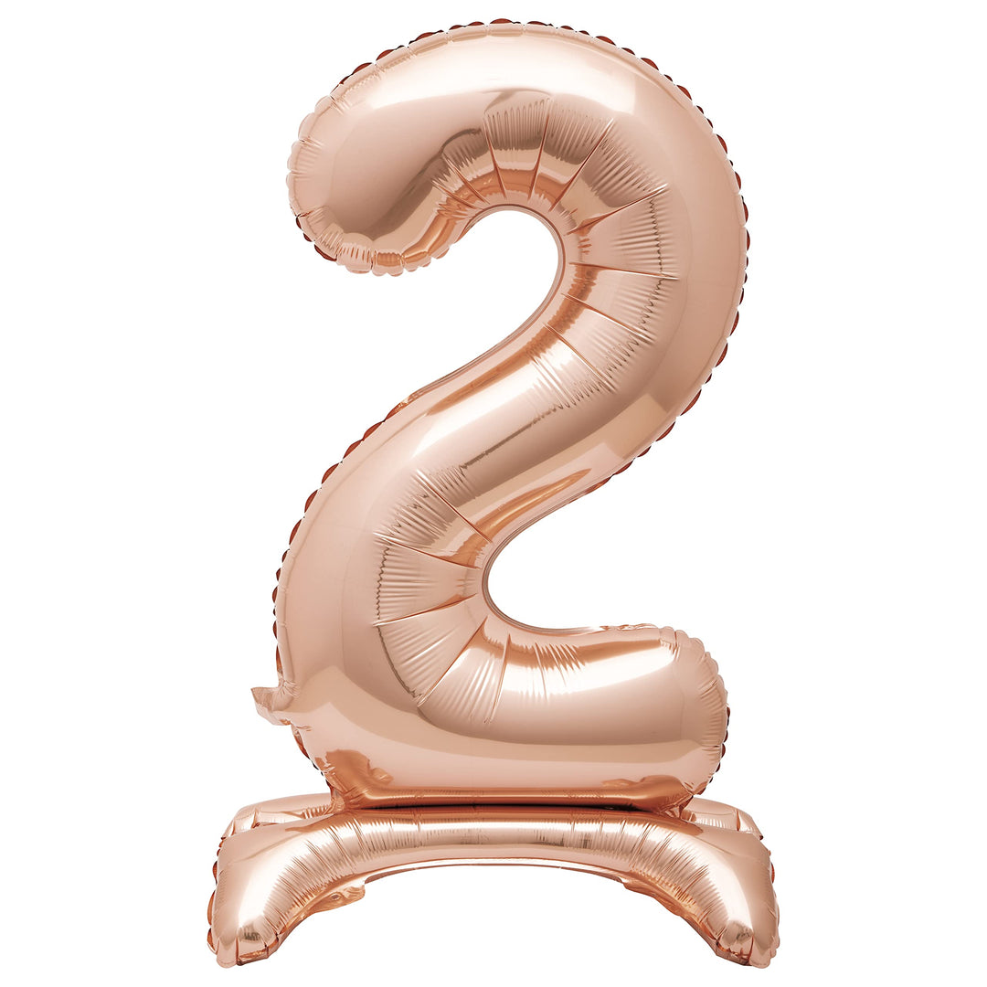 Rose Gold Foil Number 2 Balloon - 76cm Free-Standing Party Decor
