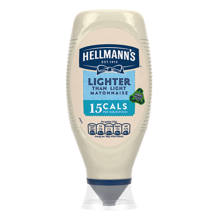 Hellmann's Lighter than Light Mayonnaise - 100% Recycled Plastic Bottle, Low-Calorie, 6% Fat