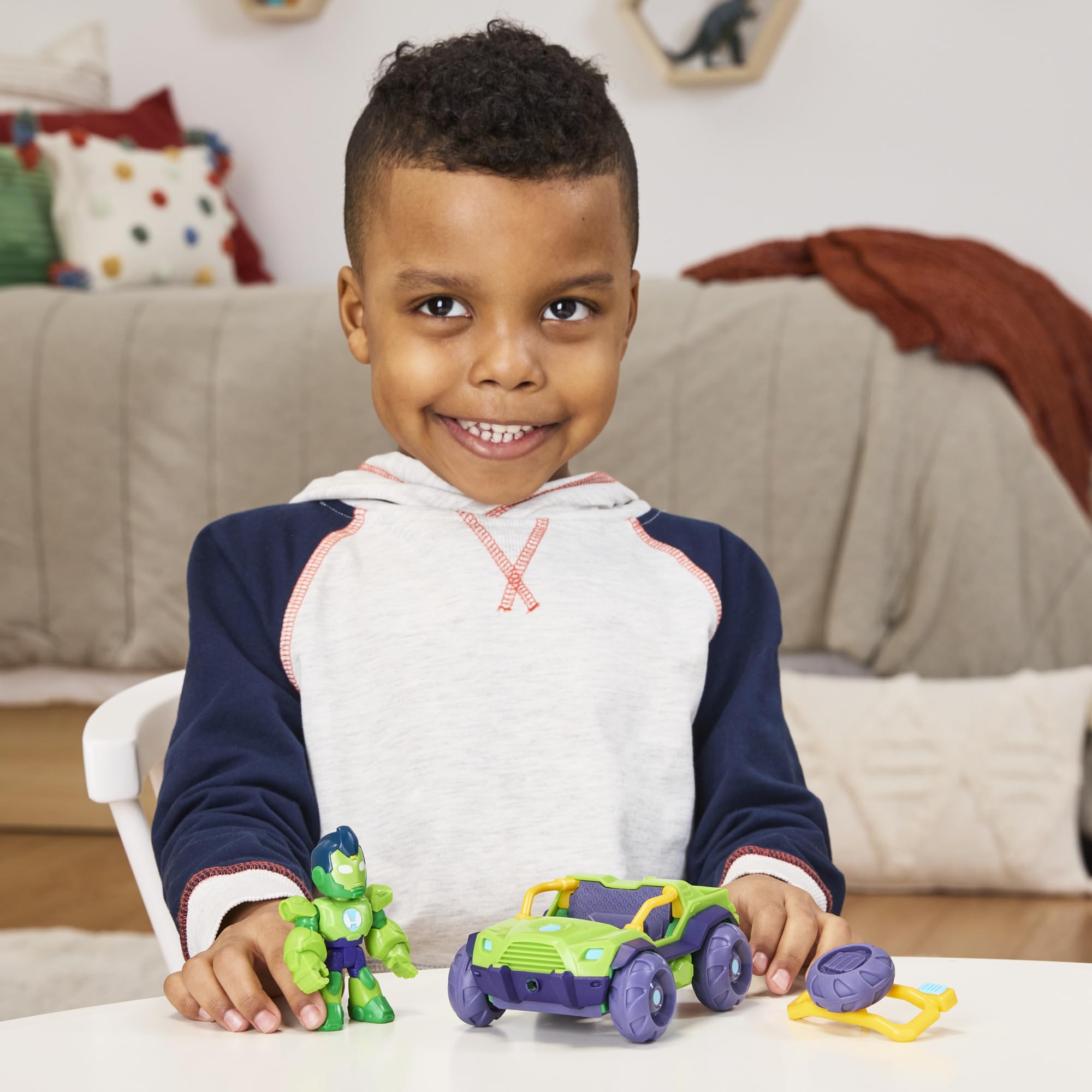 Marvel Iron Hulk Action Figure & Toy Vehicle Set with 2-in-1 Accessory | 7.6-CM Scale | Ages 3+ 3