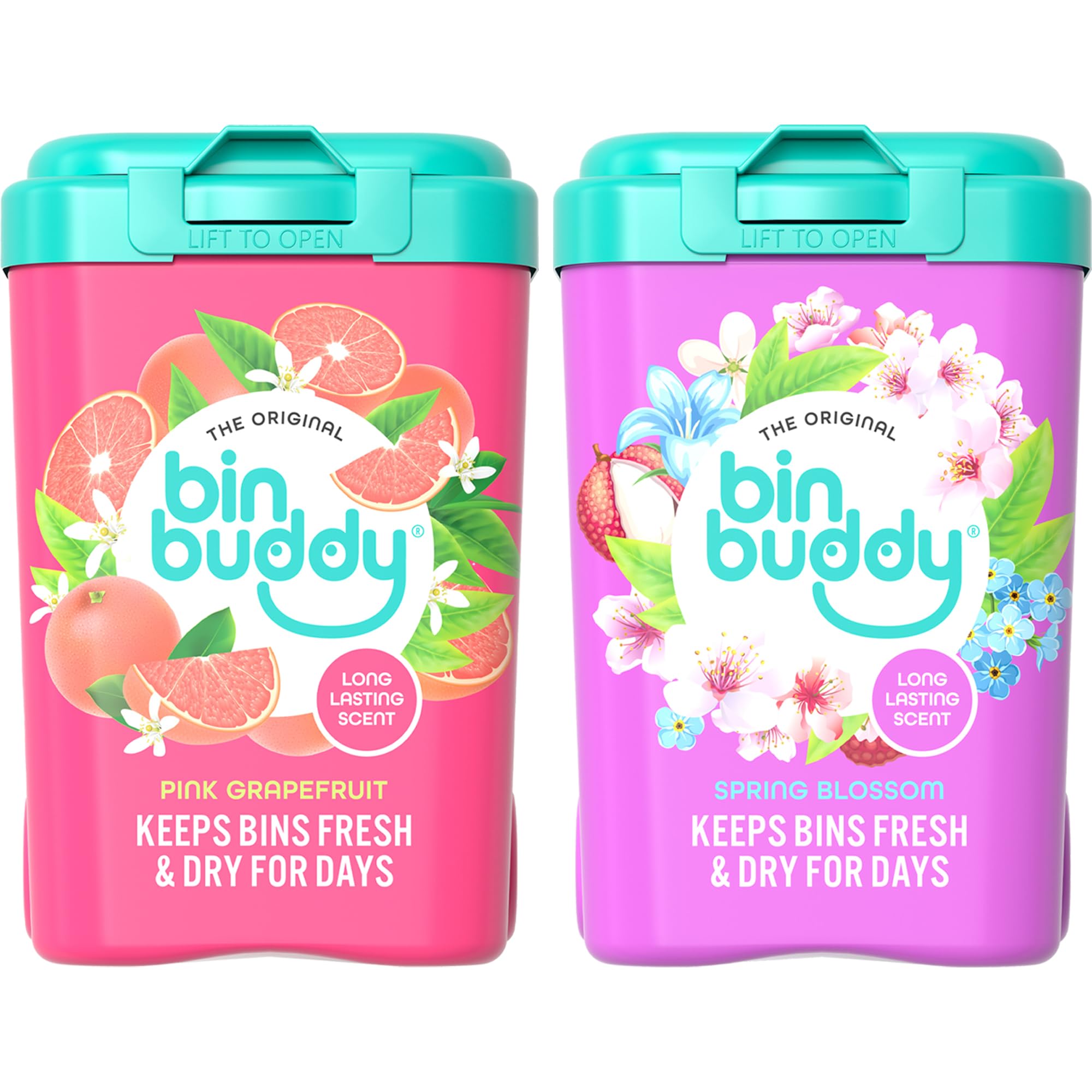Bin Buddy Pink Grapefruit & Spring Flower Deodoriser Powder - 450g, Pack of 2 | Eliminates Odours 1