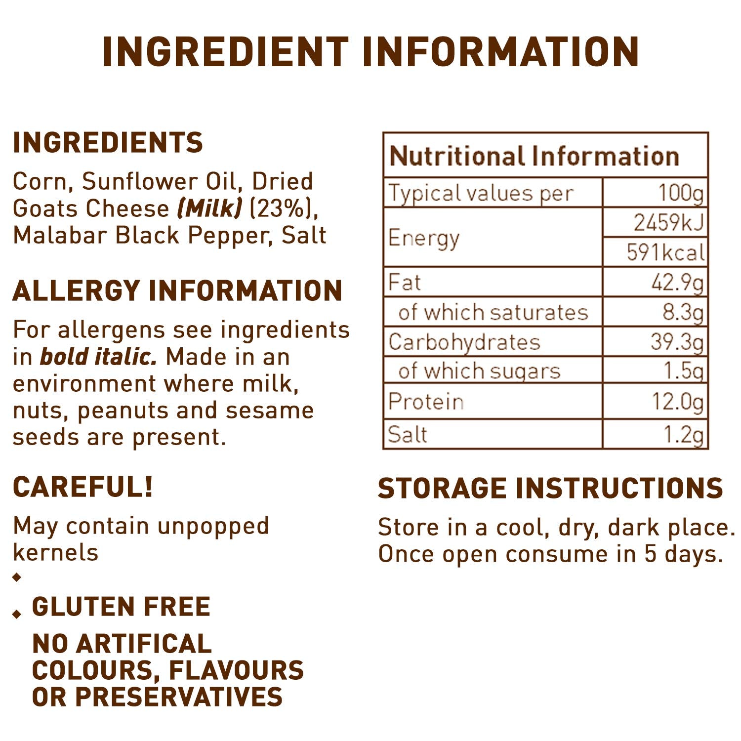 Joe & Seph's Goats Cheese & Black Pepper Popcorn Snack Pack - 1 x 27g Bag 7