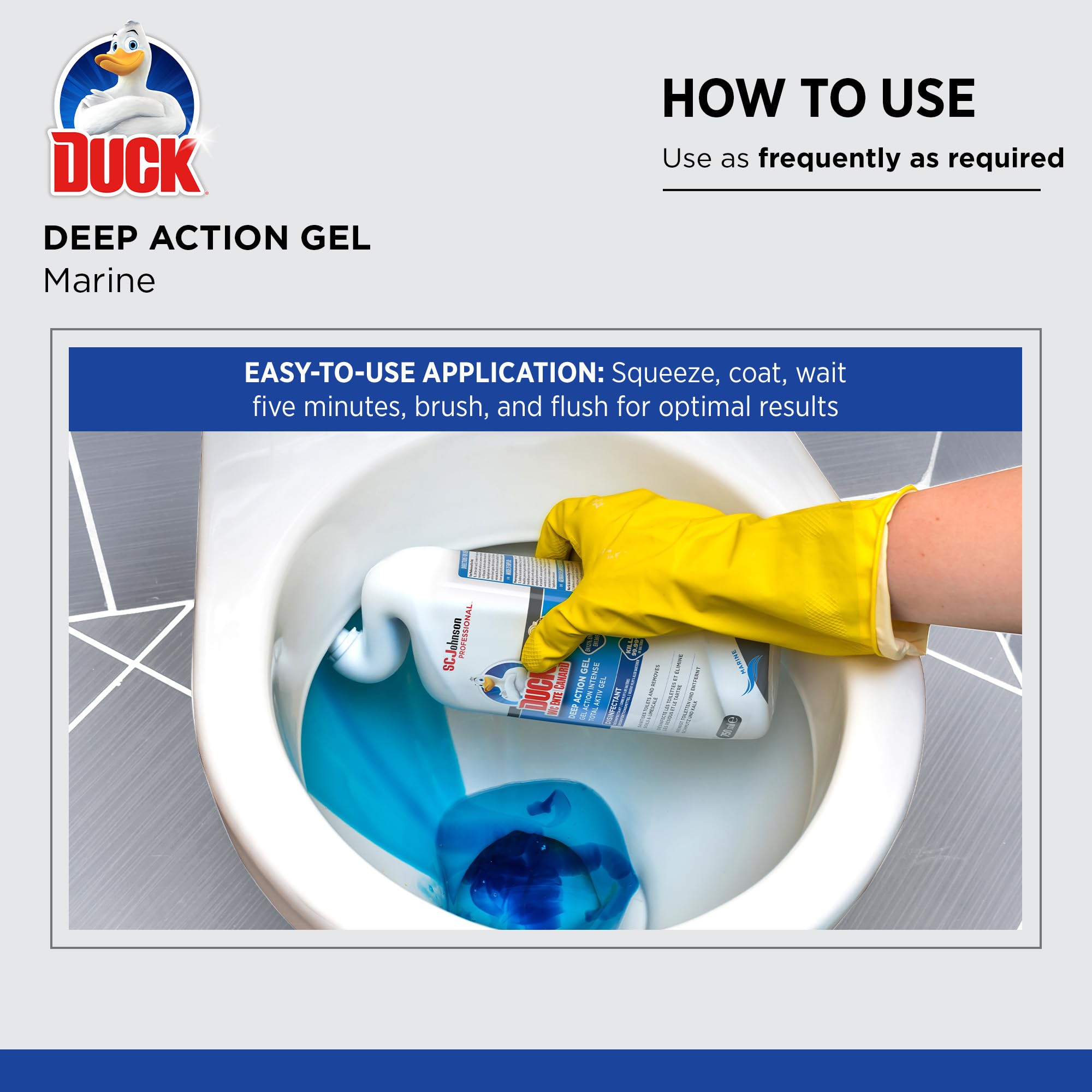 SC Johnson Professional Duck Deep Action Gel Marine Toilet Cleaner - 750 ml Gel Disinfectant for Toilets & Urinals 7