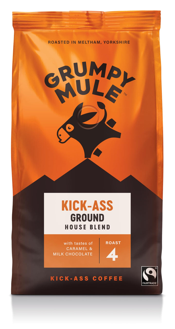 Grumpy Mule Kick-Ass House Blend Ground Coffee with Notes of Caramel and Milk Chocolate