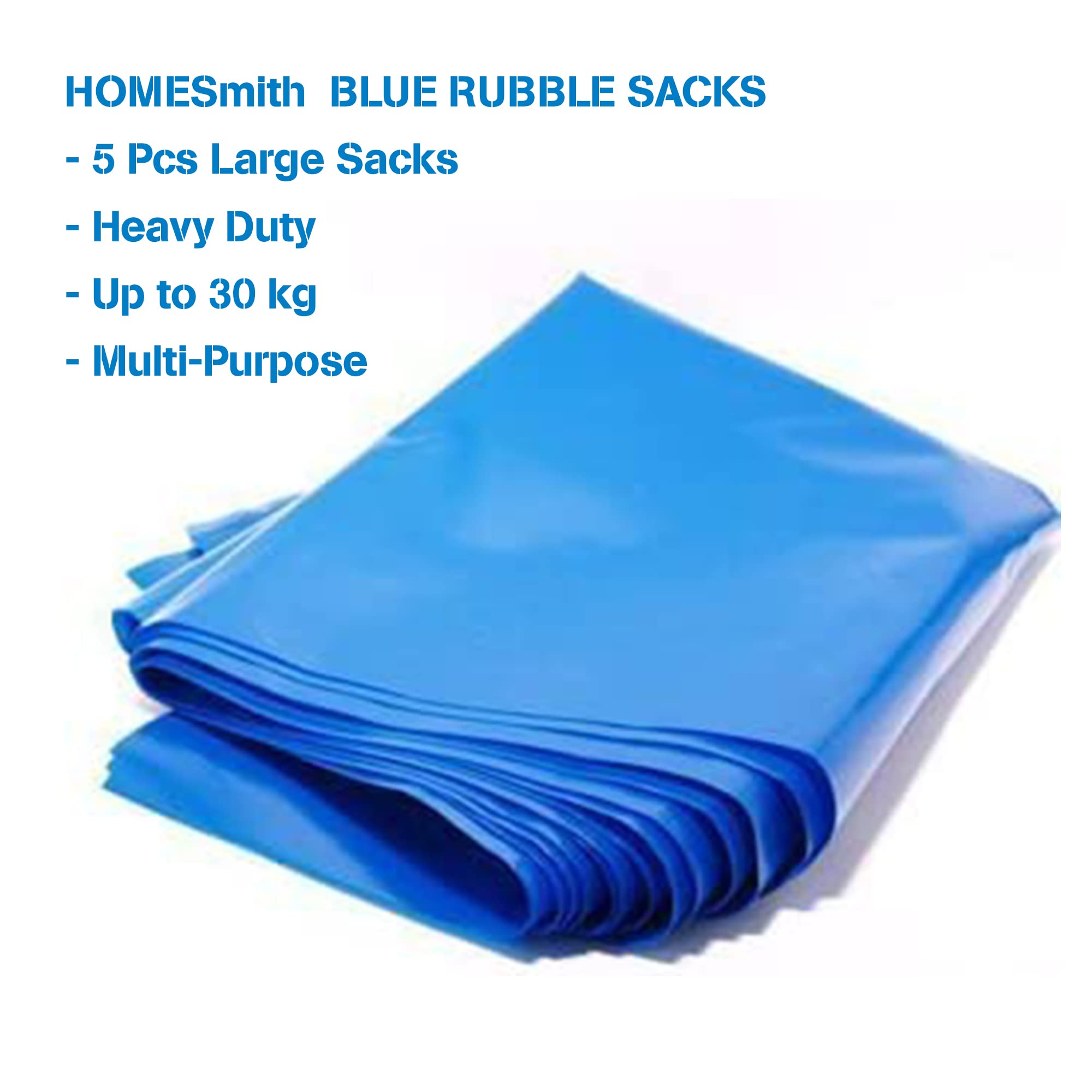 HomeSmith XLarge Heavy Duty Blue Rubble Sacks | 30kg Capacity | Leakproof Plastic Bags 4