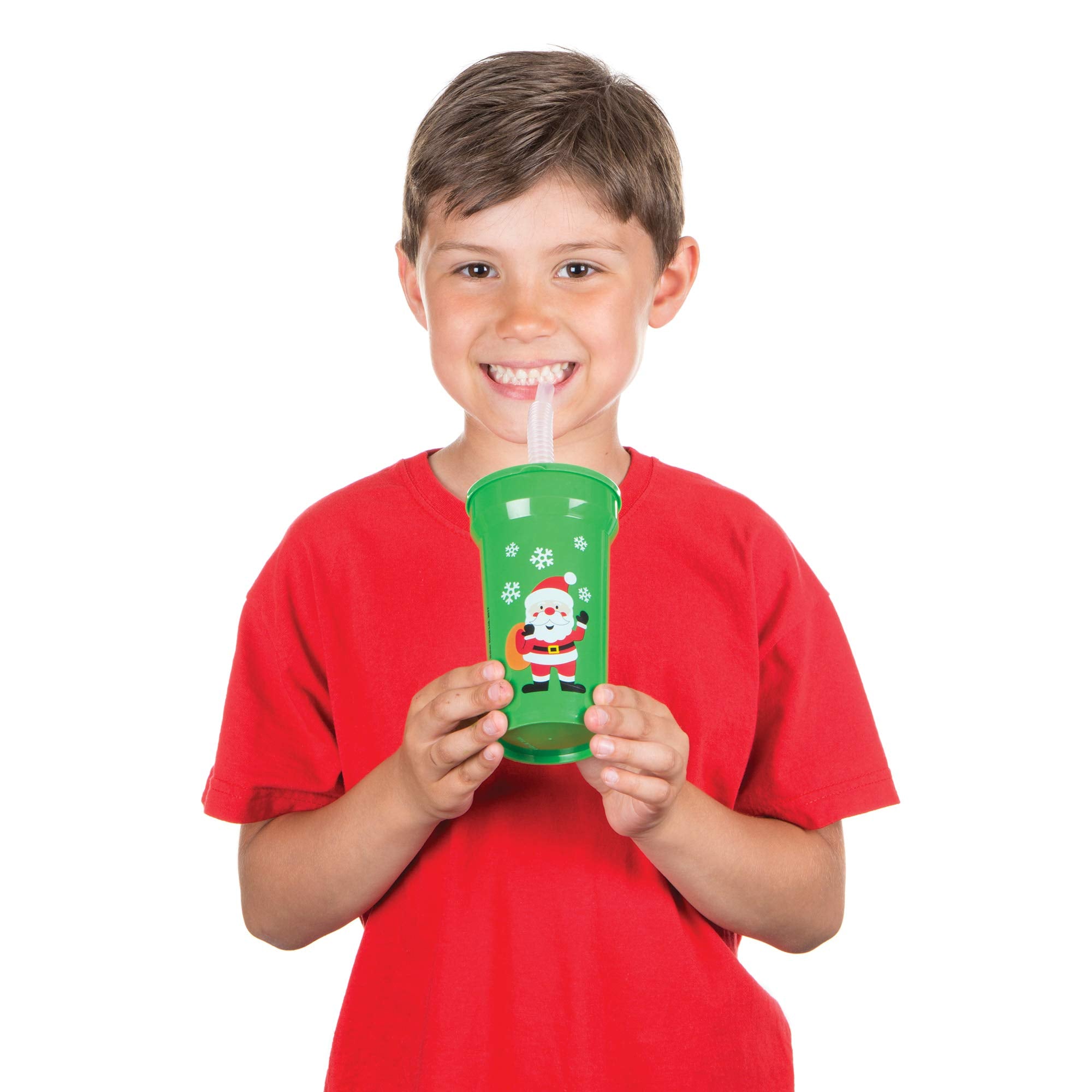Baker Ross AV808 Christmas Bendy Straw Cups - Assorted Fun Drinkware for Kids 14