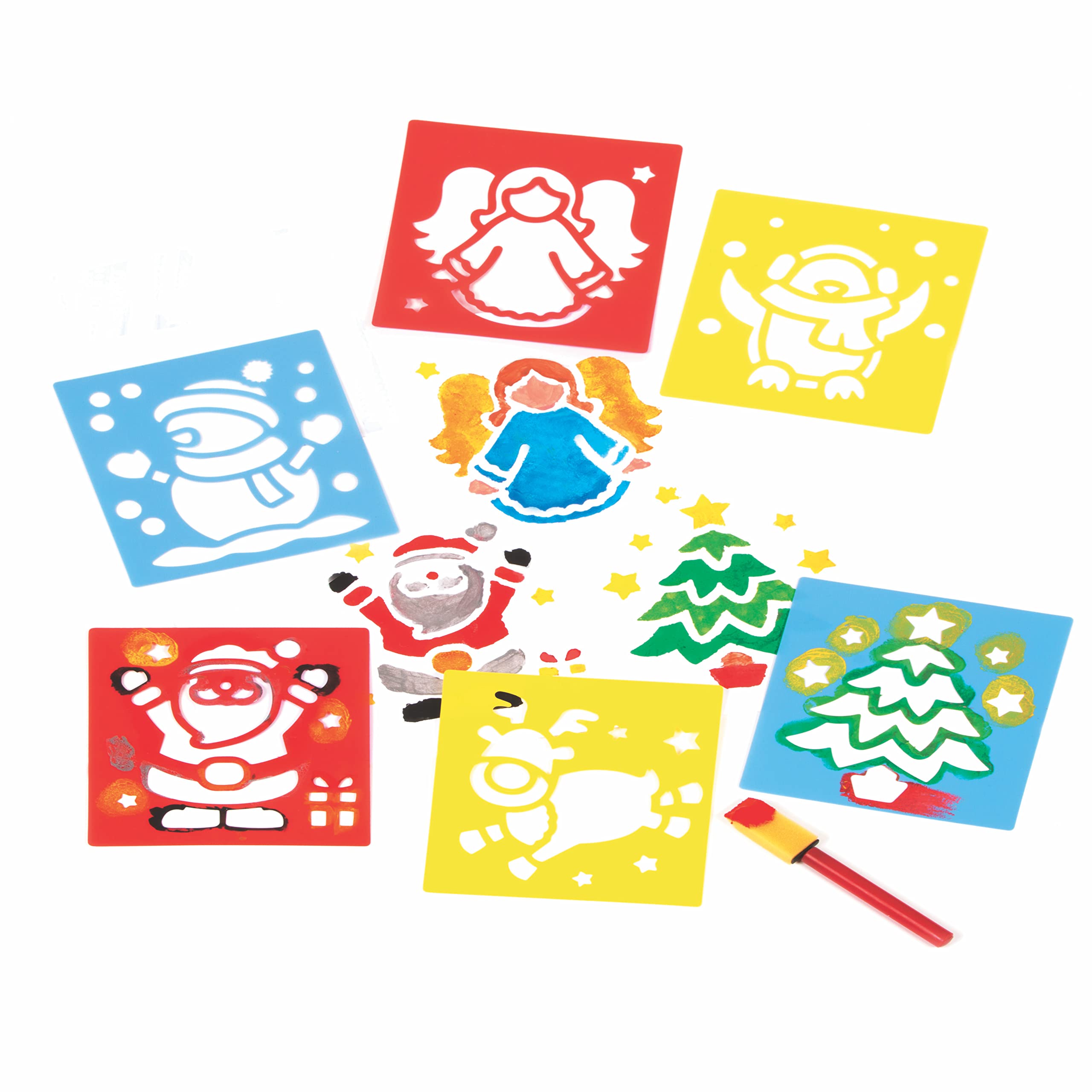Baker Ross Christmas Stencils - Set of 6, Festive Craft Tools for Kids Ages 3+ 1