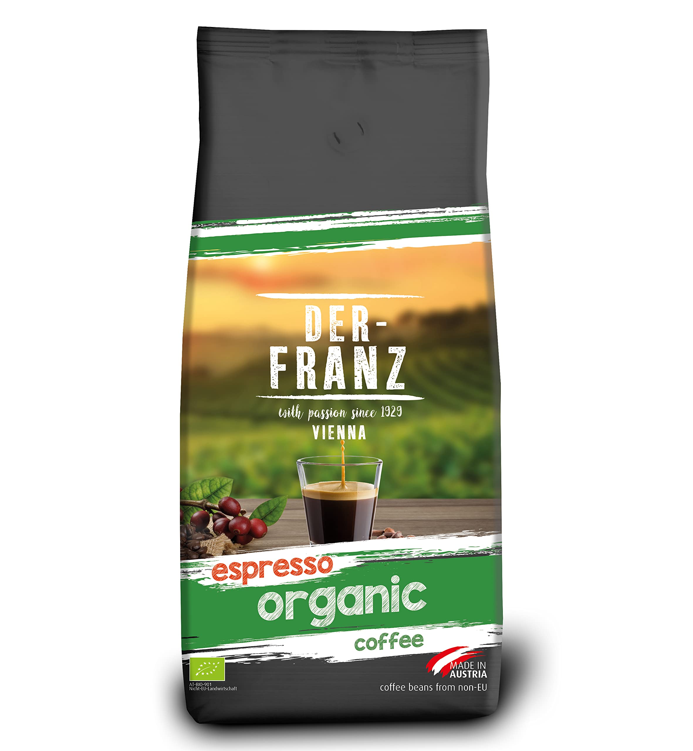 Der-Franz Espresso Organic Whole Coffee Beans - 1000g | 70% Arabica, 30% Robusta 1
