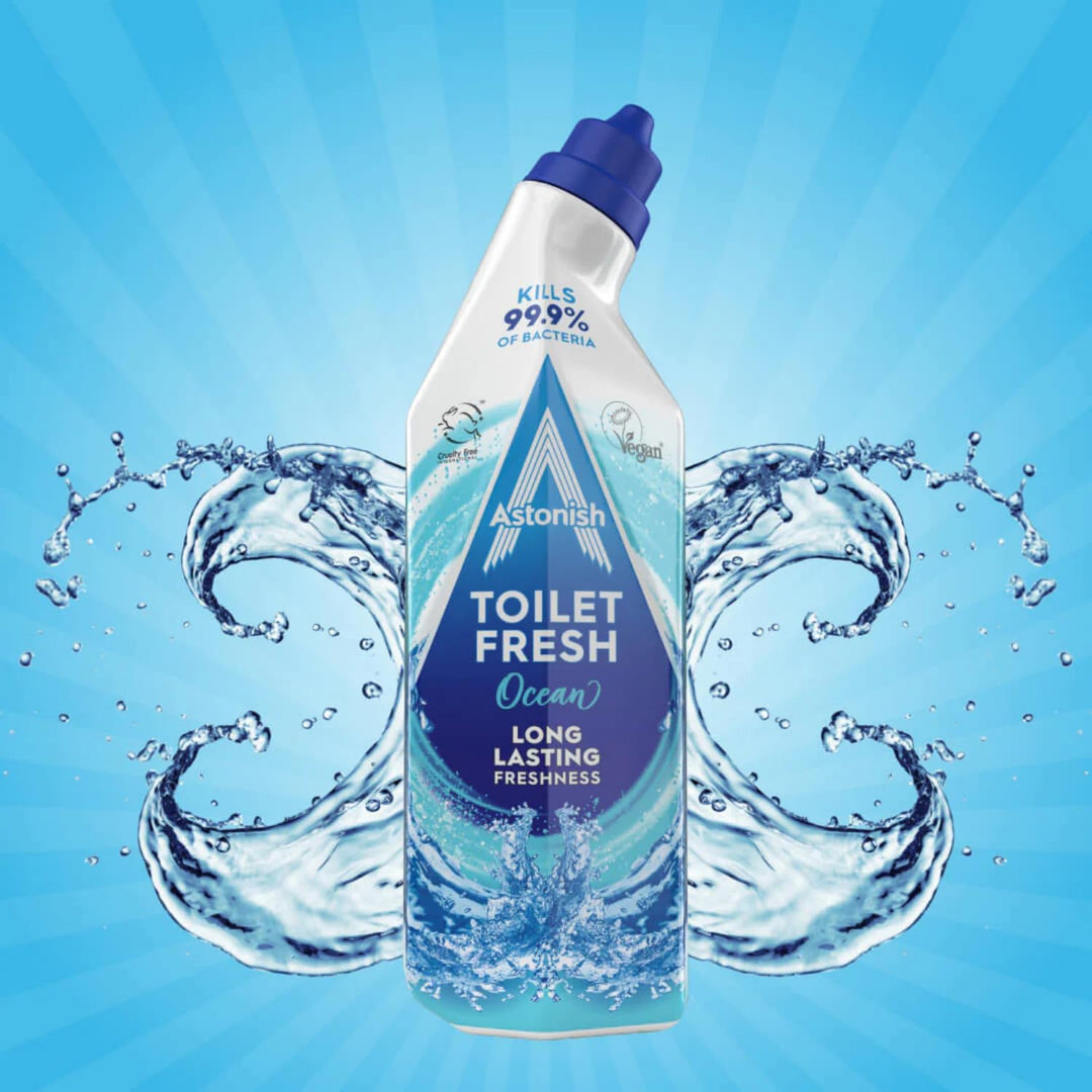Astonish - Toilet Fresh Gel, Kills 99.9% of Bacteria, Limescale Prevention, Marine & Citrus Scent