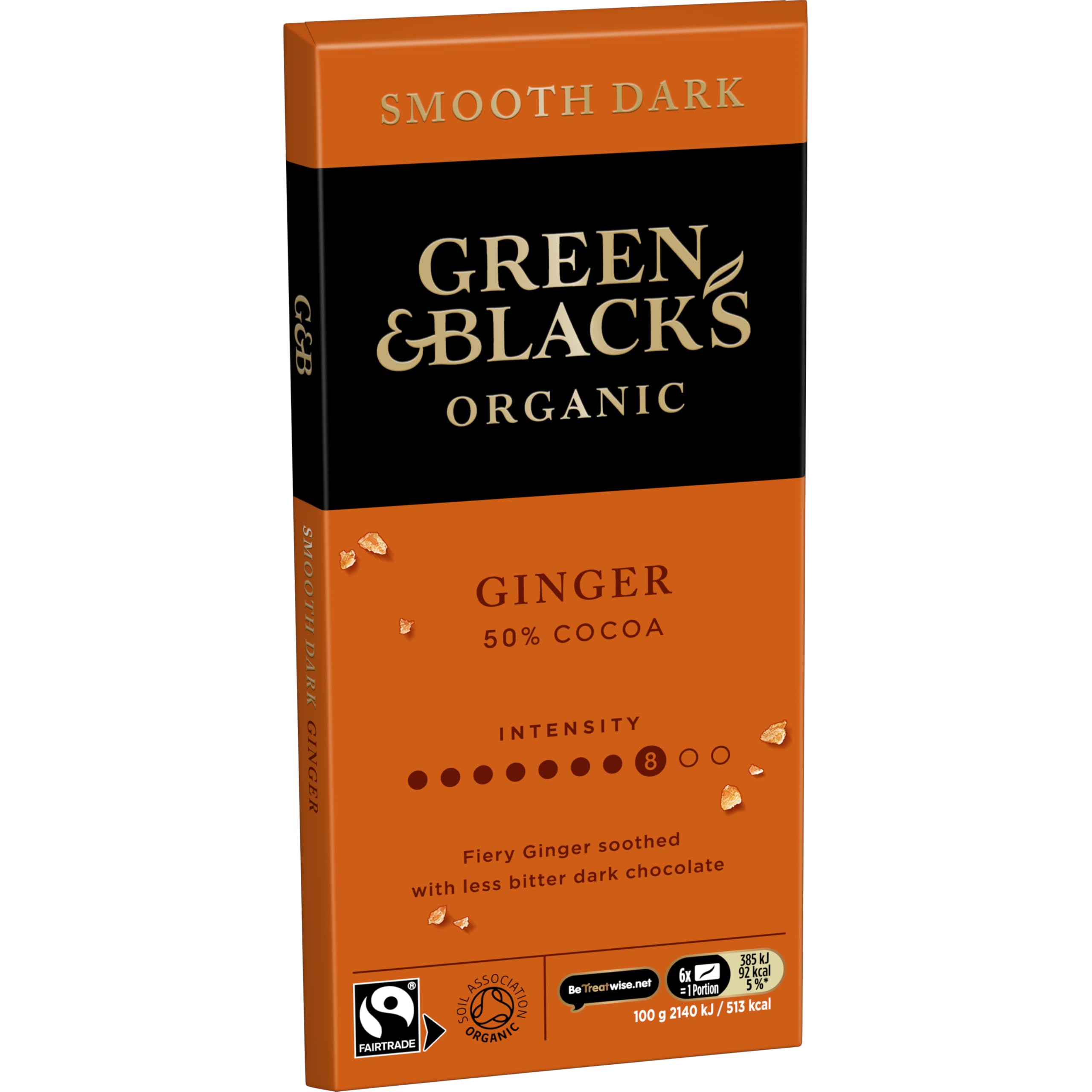 Green & Black's Organic Ginger Smooth Dark Chocolate Bar 50% Cocoa, 100g 6