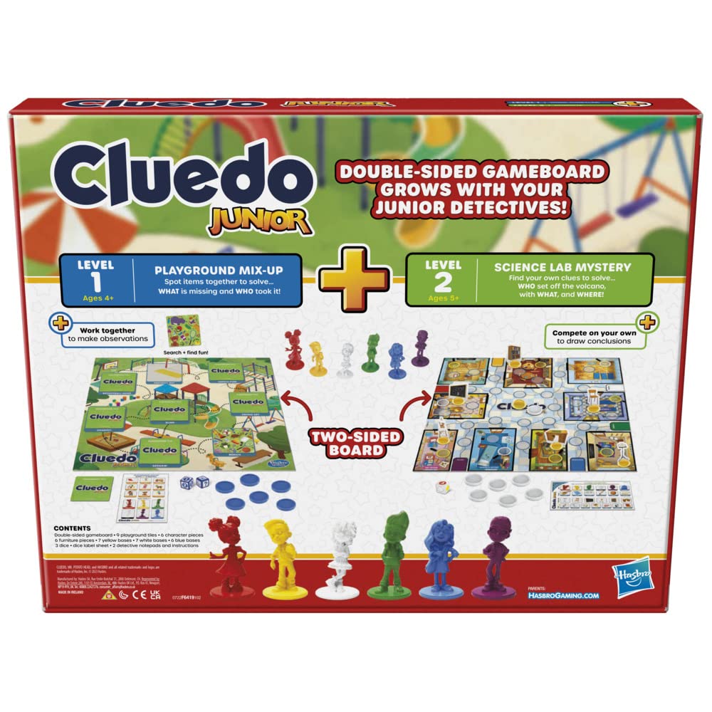 Hasbro Gaming Cluedo Junior Board Game, 2-in-1 Detective Game for Kids 4+ Years, Double-Sided Gameboard for 2-6 Players