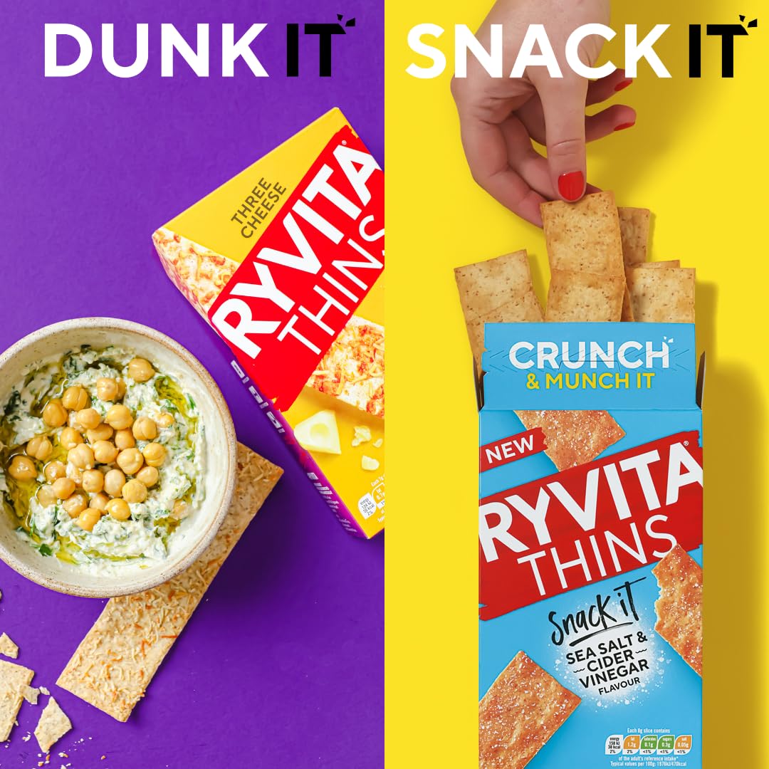 Ryvita Multiseed Thins - High Fibre Snack Biscuits | 6 x 125g Packs 4
