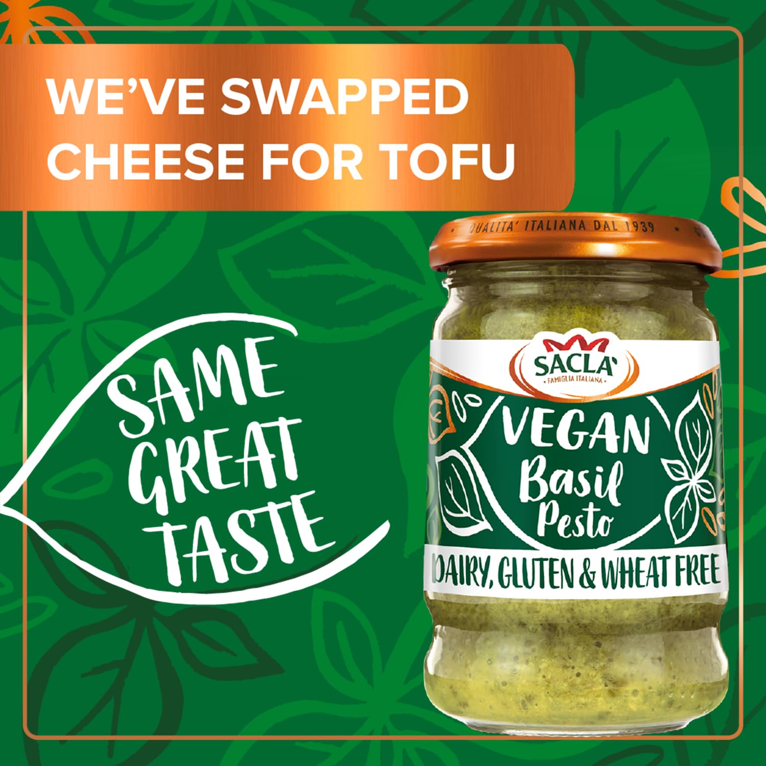 Sacla Vegan Basil Pesto - Authentic Italian Flavor | 190g Jar