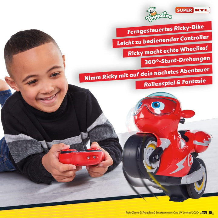 Ricky Zoom T20055A Remote-Controlled Stunt Motorcycle Playset - Wheelie & 360 Spin Action for Kids