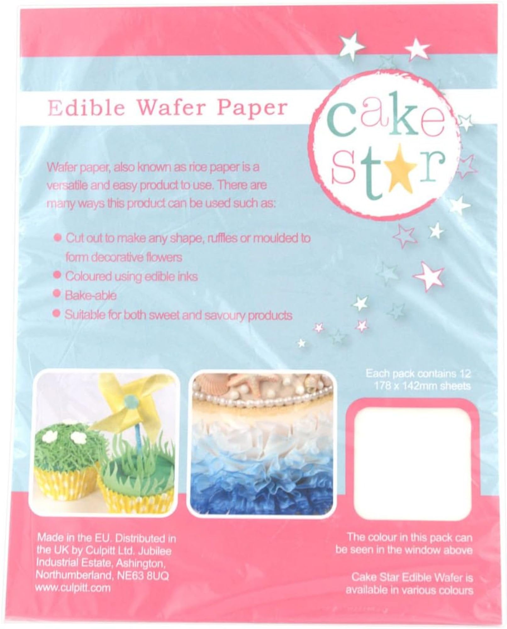 Cake Star White Wafer Paper - Edible Sheets for Printing & Decorating | 12 Count, 178 x 142mm 3