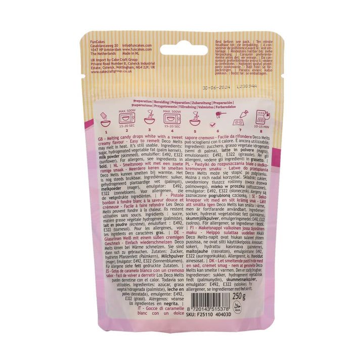 FunCakes - Deco Melts White Coating, AZO Free, 250 g