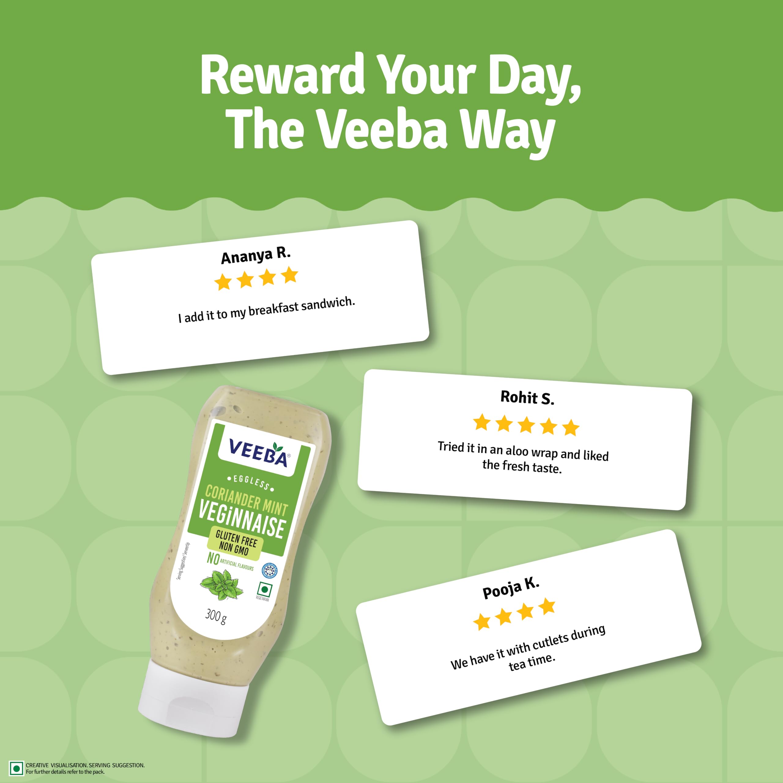 Veeba Coriander Mint Veginnaise - Eggless Mayonnaise | 300g 9
