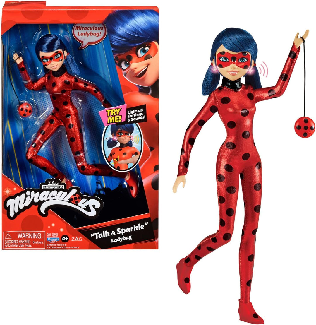 BANDAI Miraculous Ladybug Talk & Sparkle Deluxe Fashion Doll with Light-Up Earrings and Sound Functions (P50250)