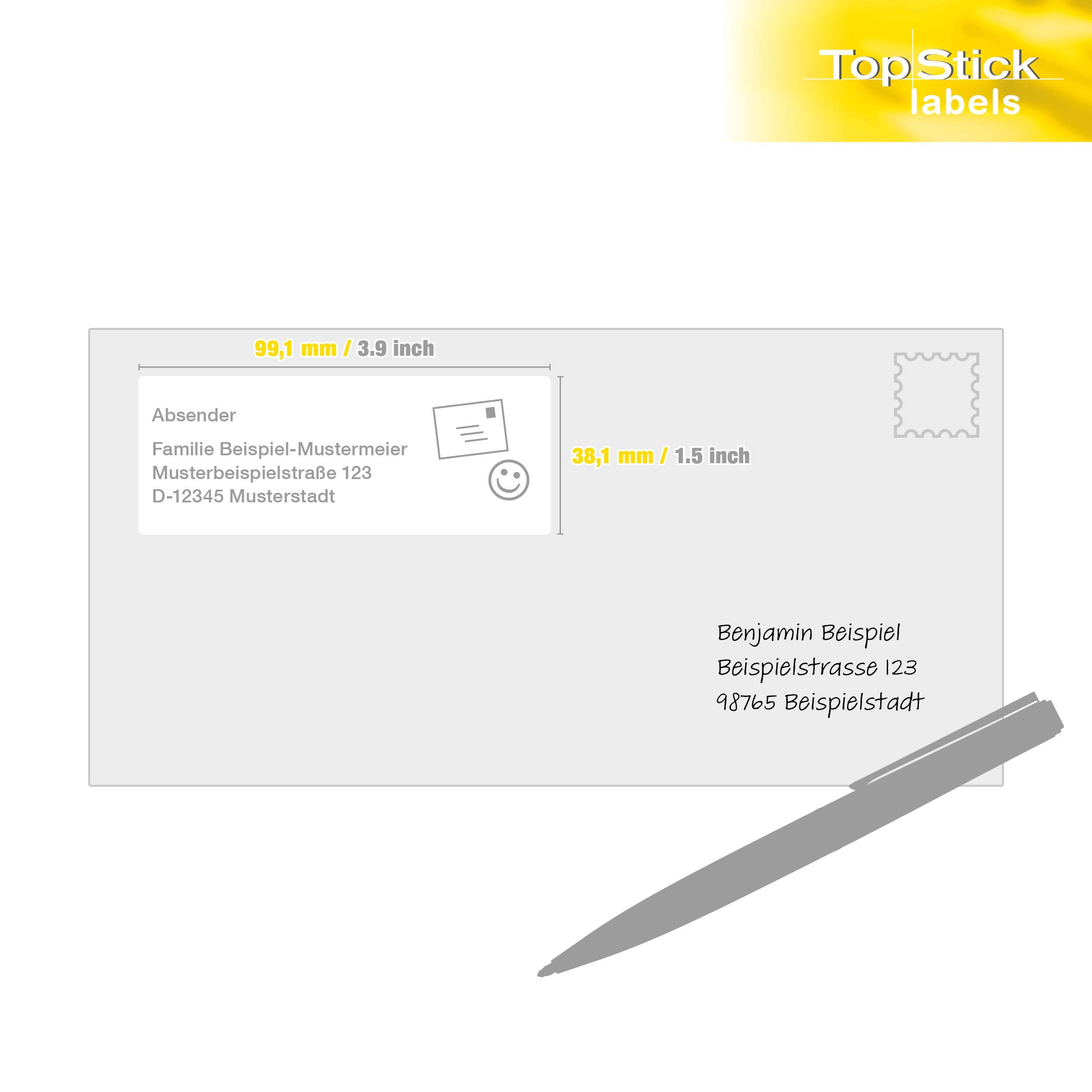TopStick 8757 Address Labels - 1400 Labels, 99.1 x 38.1 mm, White, for Laser & Inkjet 5