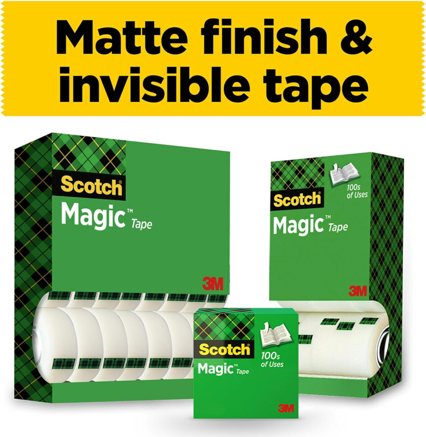 Scotch Magic Tape - Invisible Finish | 12 mm x 33 m Roll | Trusted 3M Adhesive 8