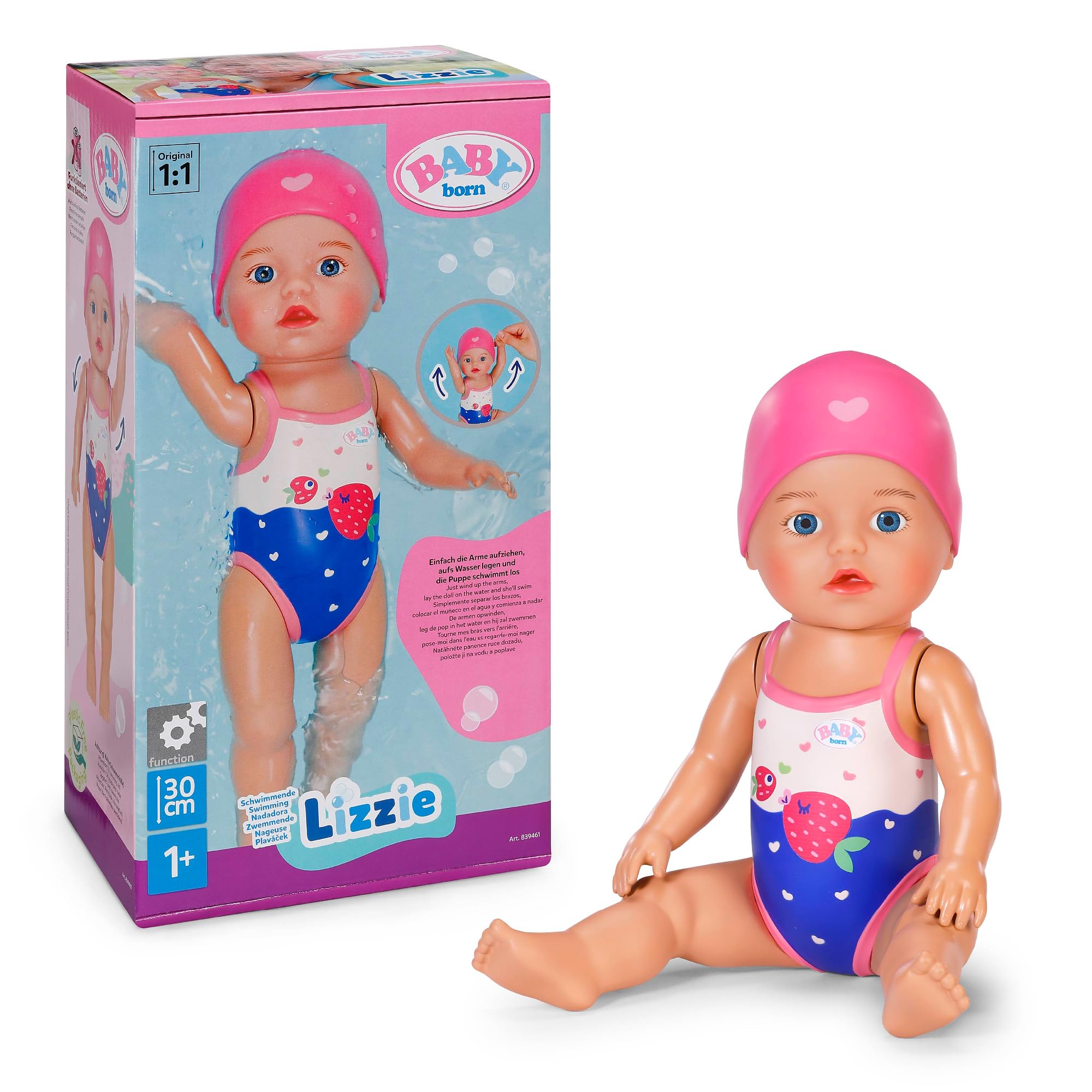 BABY born Swimming Lizzie Doll - 30cm Bath Doll with Wind-up Movement | Ages 1+ 1