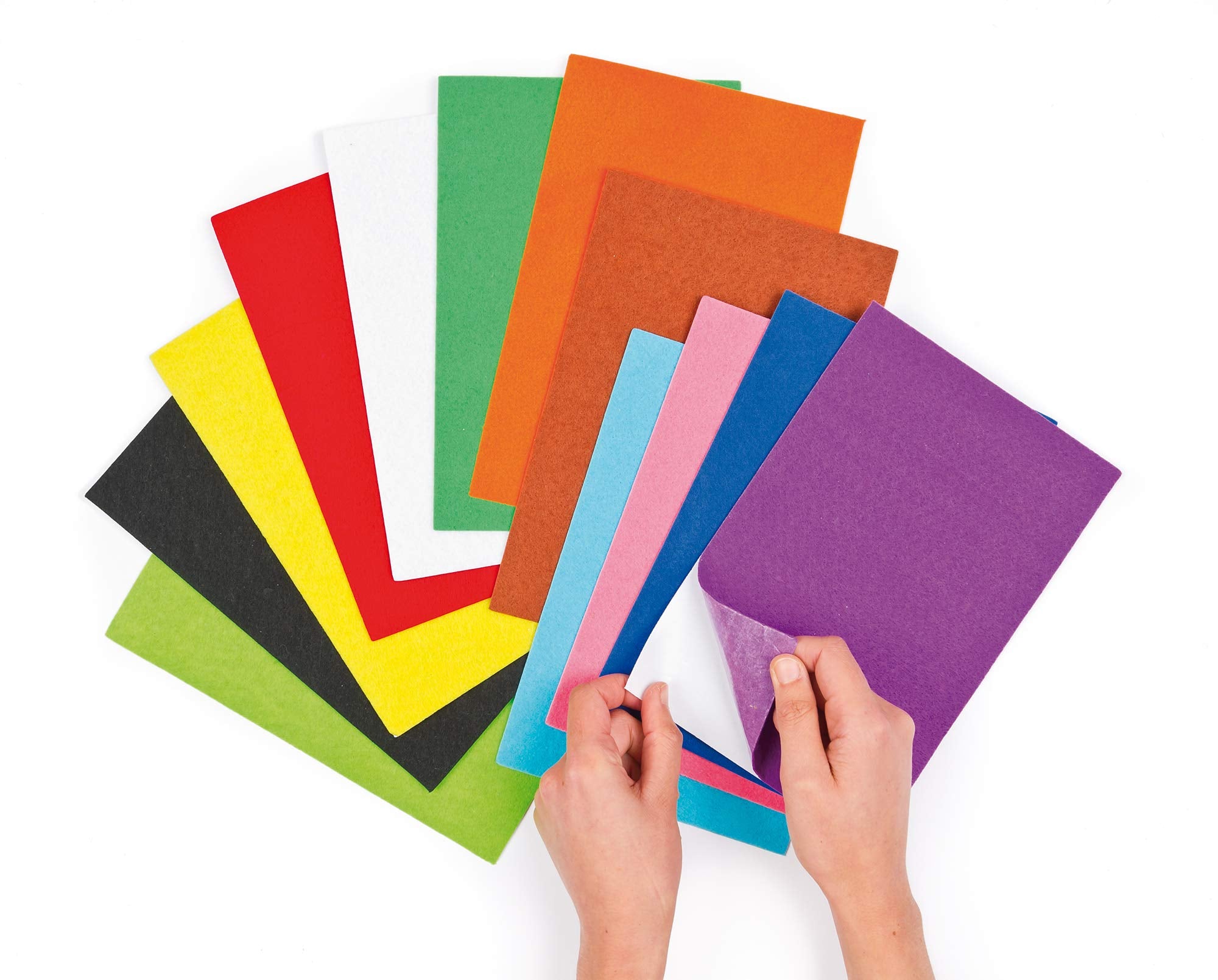 Baker Ross Rainbow Self Adhesive Felt Sheets (18 Pack) | 22cm x 15cm | 1mm Thick | Assorted Colors 1