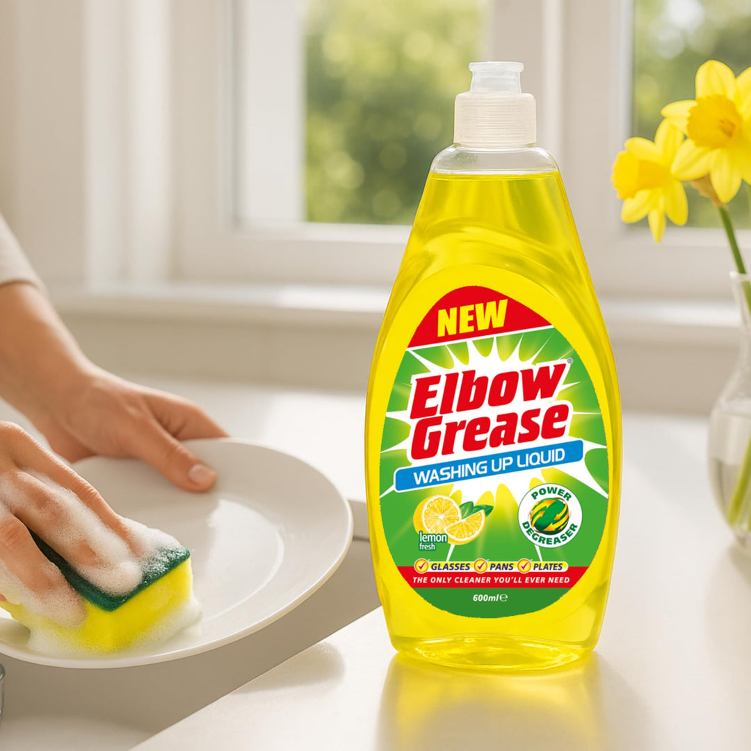Elbow Grease Washing Up Liquid | Power Degreaser - Soap for Hand Washing Dishes, Pots, Pans & Glasses (Lemon, 600ml)