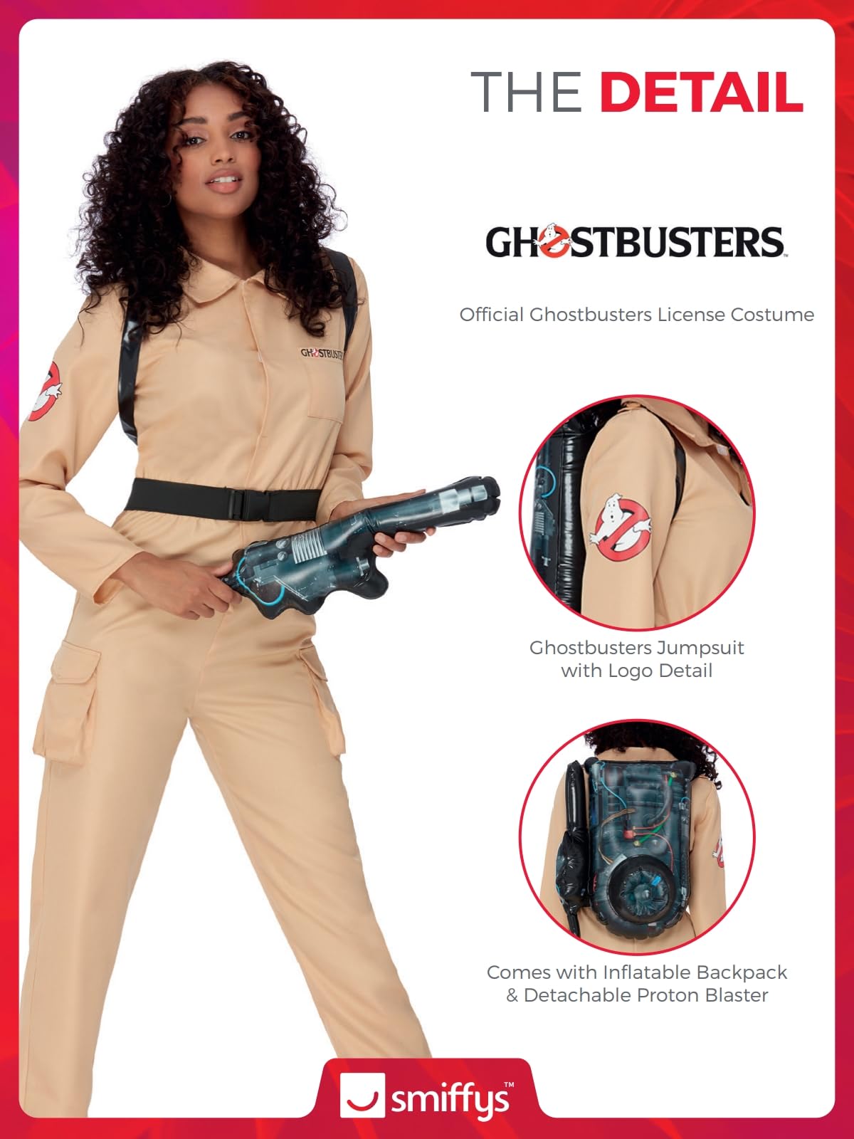 Smiffys Ghostbusters Ladies Costume Jumpsuit with Inflatable Backpack 6
