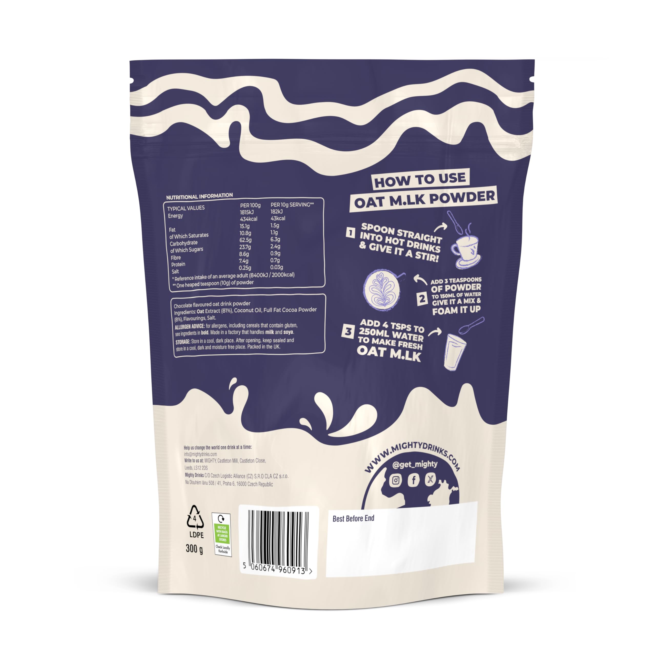 Mighty Chocolate Oat M.LK Powder (300g Bag, Makes Up to 30 Hot Drinks), Vegan Plant-Based Coffee Creamer 2