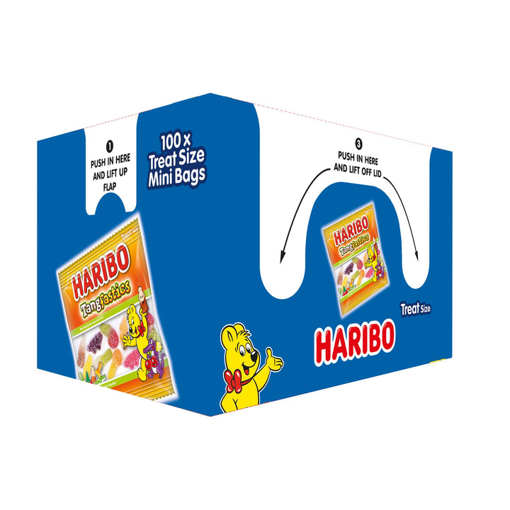 HARIBO Tangfastics Sour and Fizzy Gummy Sweets Multipack – 100 x 16g Mini Bags